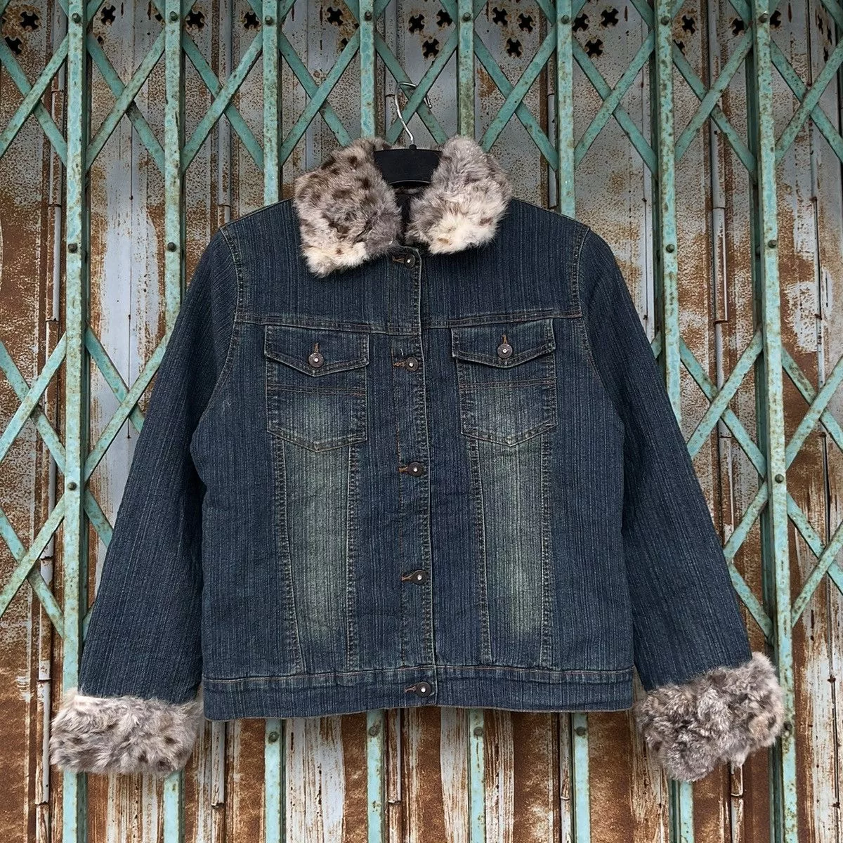 Vintage Denim Jackets Vintage Rabbit Fur Jean Jacket Denim Jacket Blue