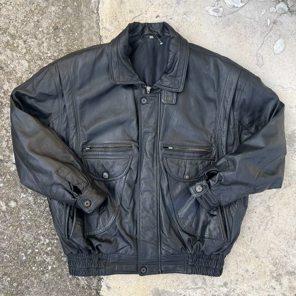 Leather Leather Jackets Leather × Vintage Vintage Genuine Real Leather Jacket High Quality Rock Punk Black