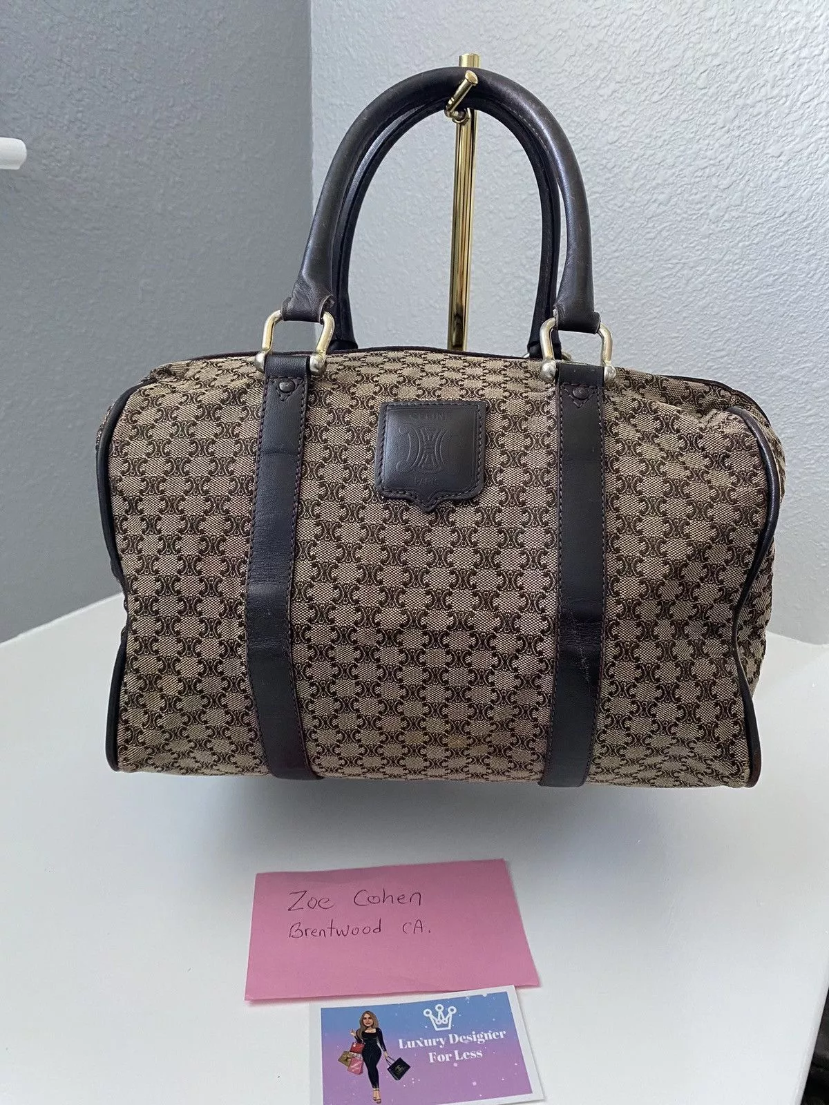 Celine Handle Bags Celine Authentic Vintage Boston Duffel Bag Brown