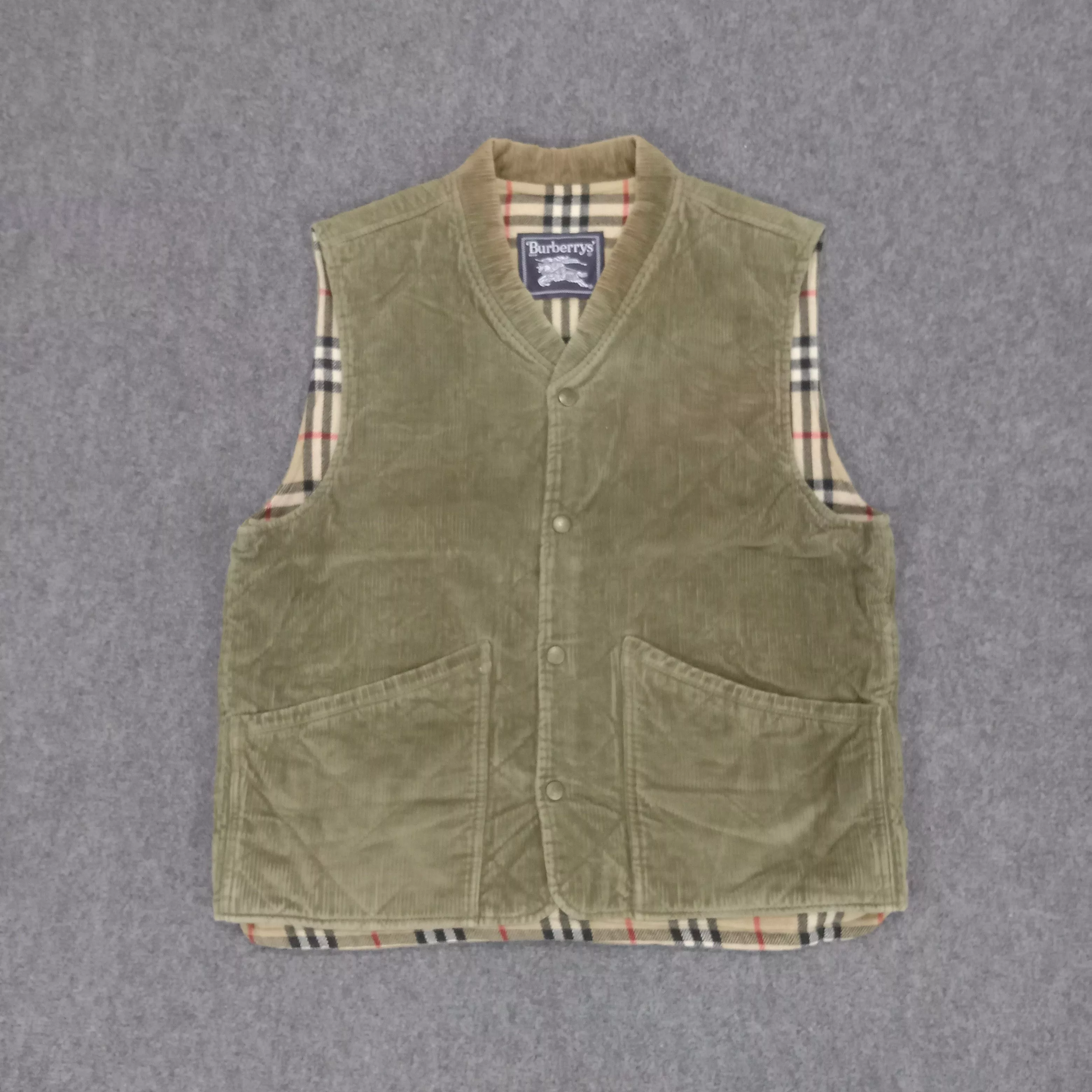 Burberry Vests Burberry × Vintage Burberry London Nova Check Corduroy Vest Green