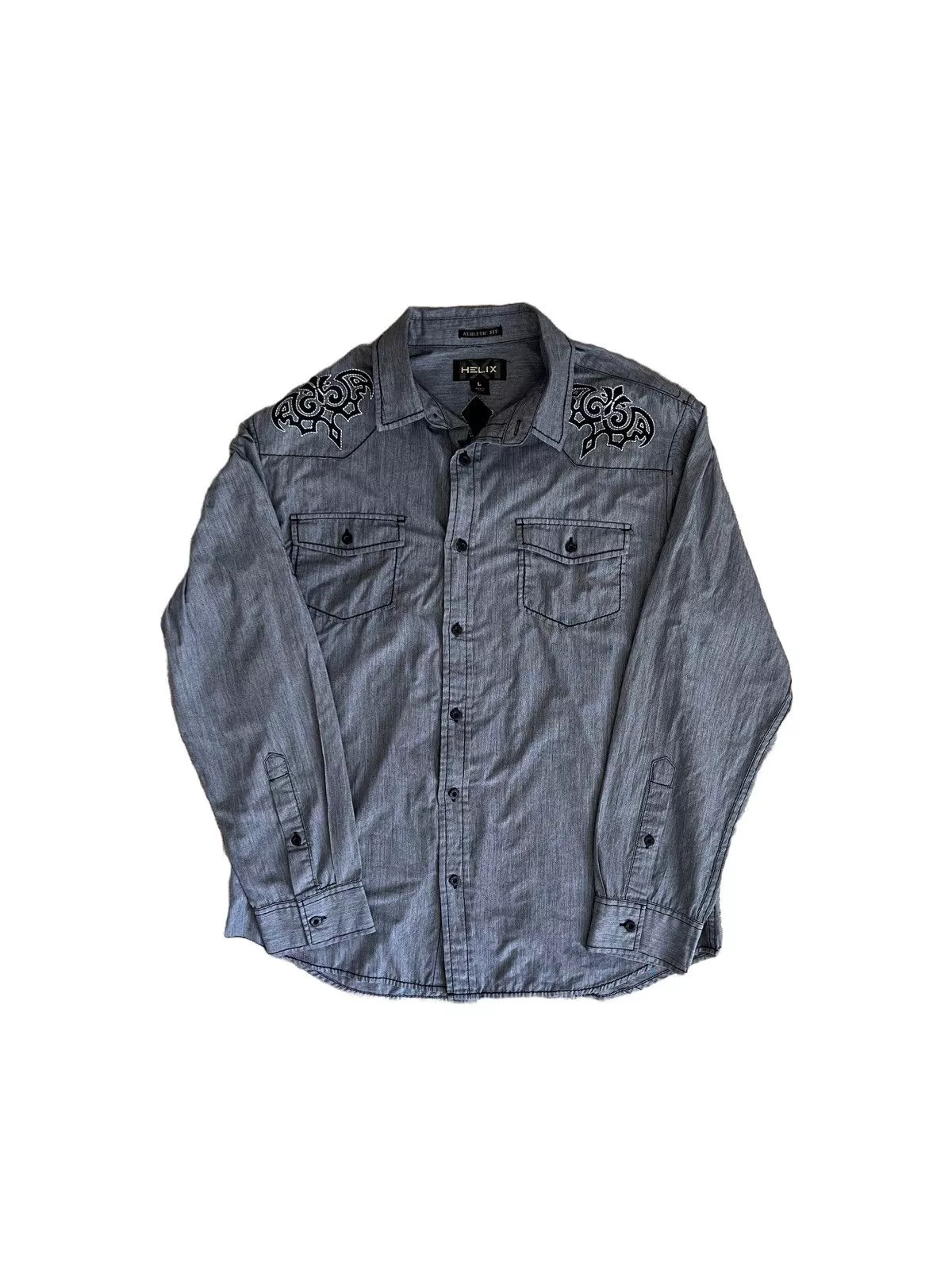 Affliction Shirts Button Ups Affliction × Helix × Vintage Y2K Affliction Style Button Up Gray