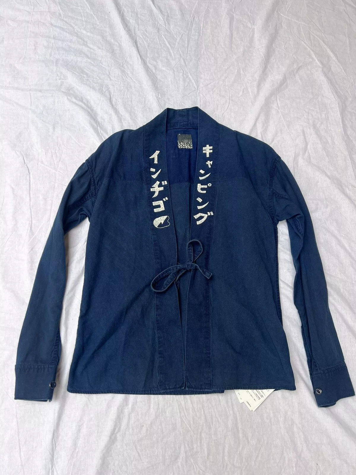 Visvim Cloaks Capes Visvim Denim printed kimono Blue
