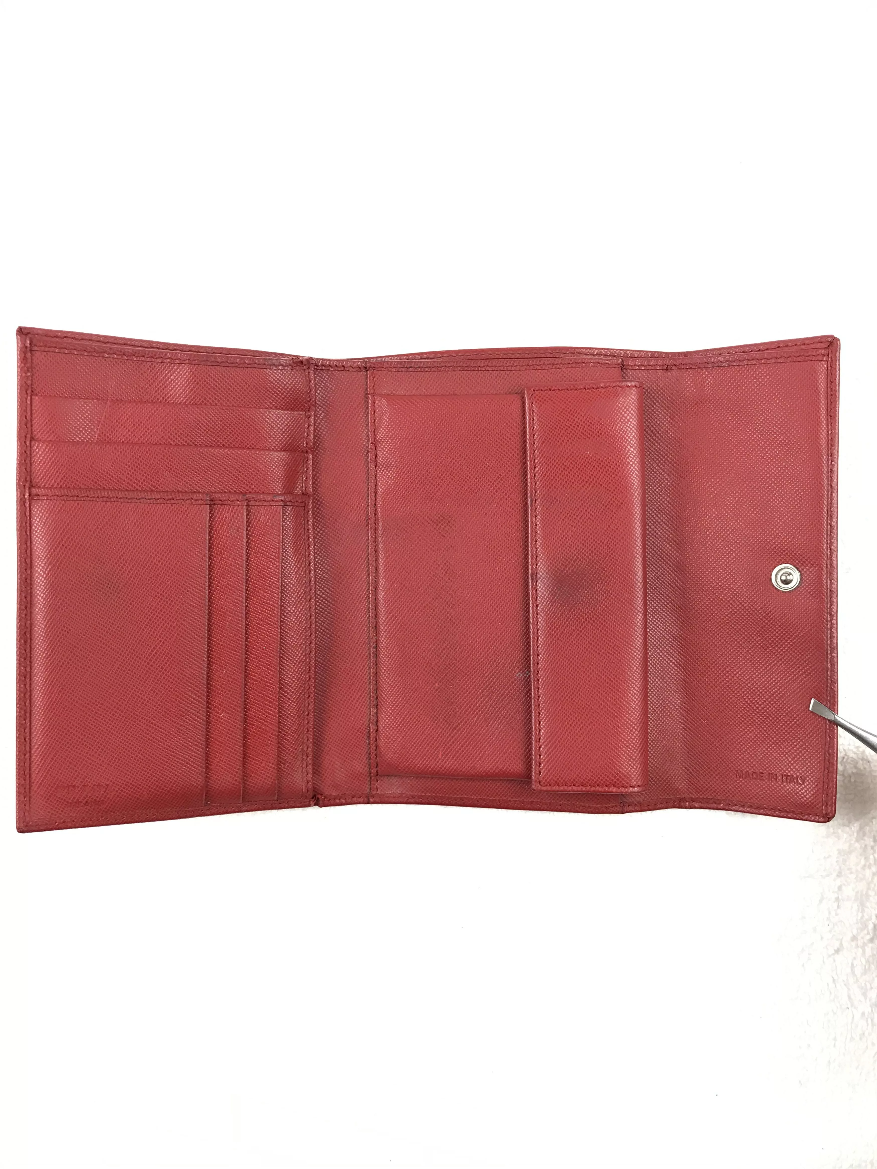 Prada Wallets Prada × Vintage Vintage Prada Red Logo Trifold Wallet Luxury