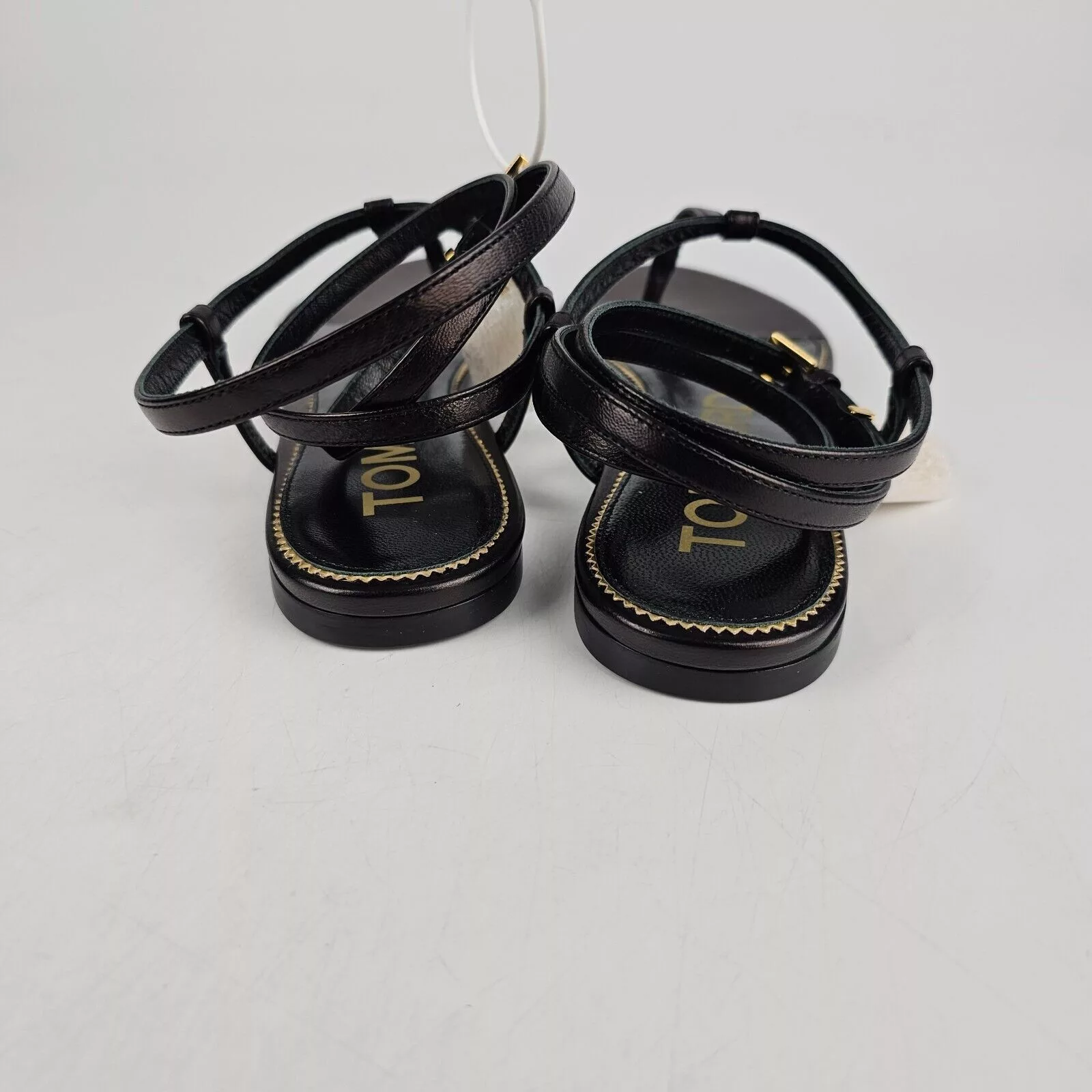 Tom Ford Flats Tom Ford Padlock Black Leather Sandals New