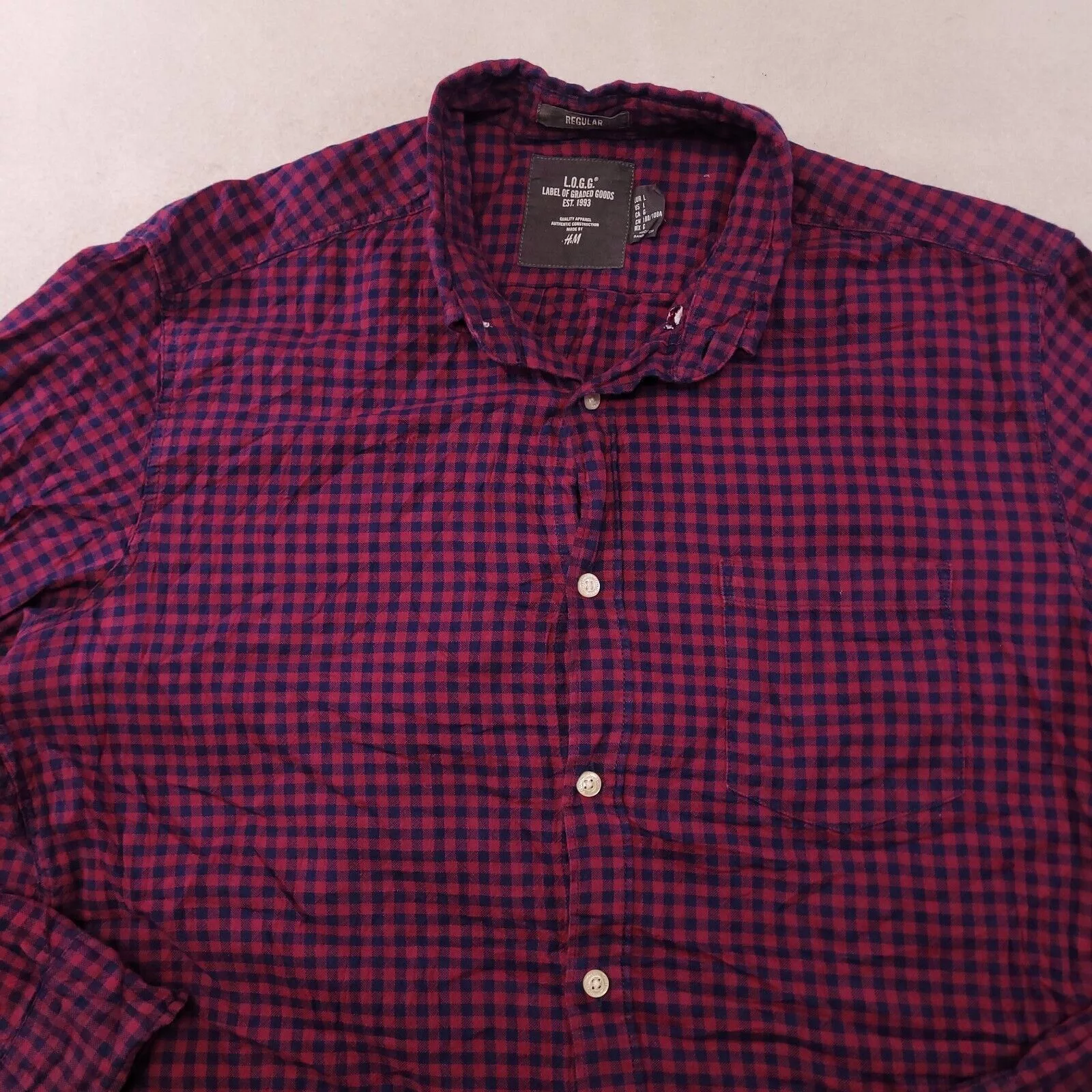 H&M Shirts Button Ups H&M Buffalo Check Flannel Shirt Mens Size Large L Purple