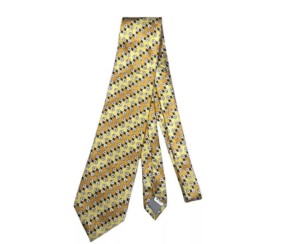 Disney Ties Pocketsquares Disney × Mickey Mouse Mickey Mouse silk necktie disney tie Yellow