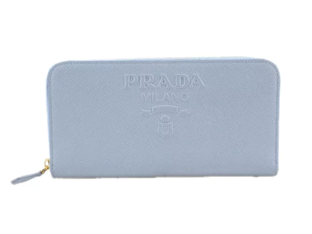 Prada Wallets Prada Zippy Saffiano Leather Light Blue Wallet