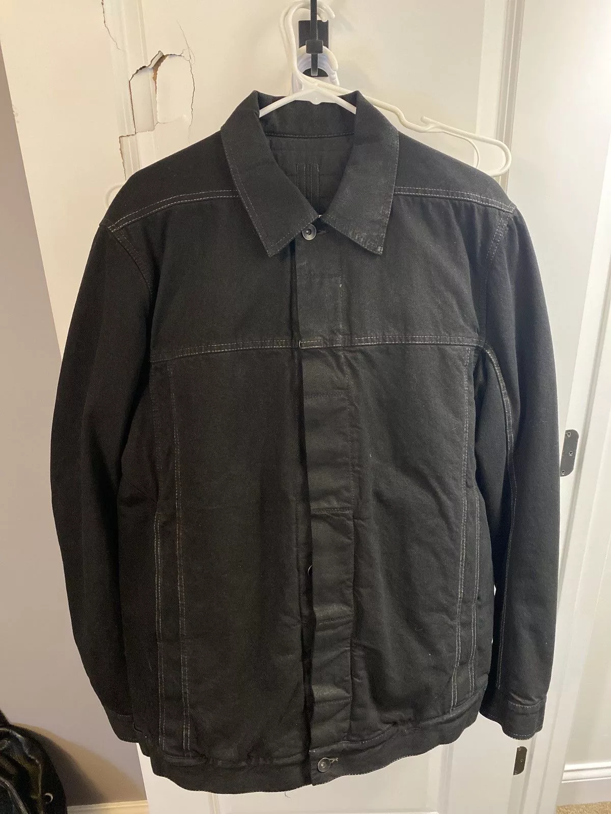 Rick Owens Denim Jackets Rick owens padded worker jacket Black