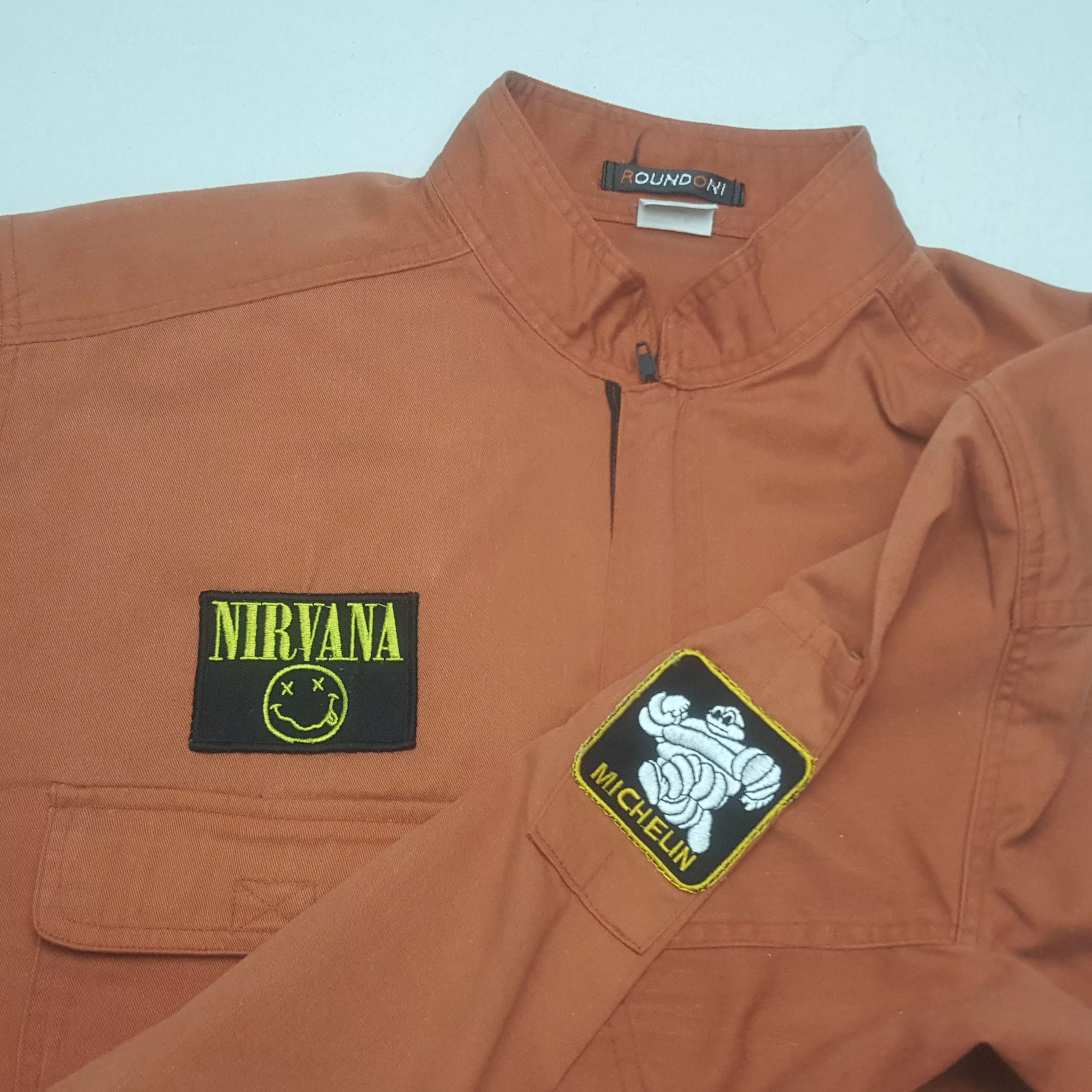Nirvana Light Jackets Nirvana × Vintage Vintage Nirvana x Michelin Patches Work Coverall Jacket Orange Workwear