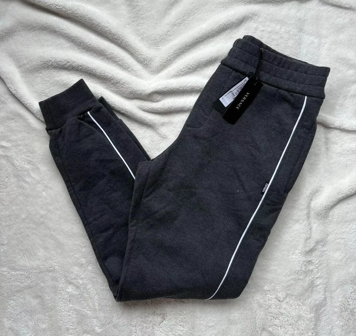 Versace Sweatpants Joggers Versace Heather Grey/White Label Sweatpants Gray