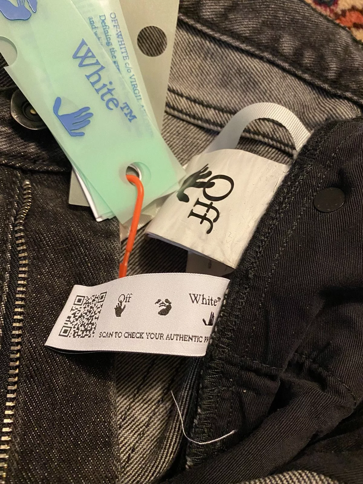 Off-White Denim Off-White × Virgil Abloh Painter Slim Diagonal Embroidered Denim Gray