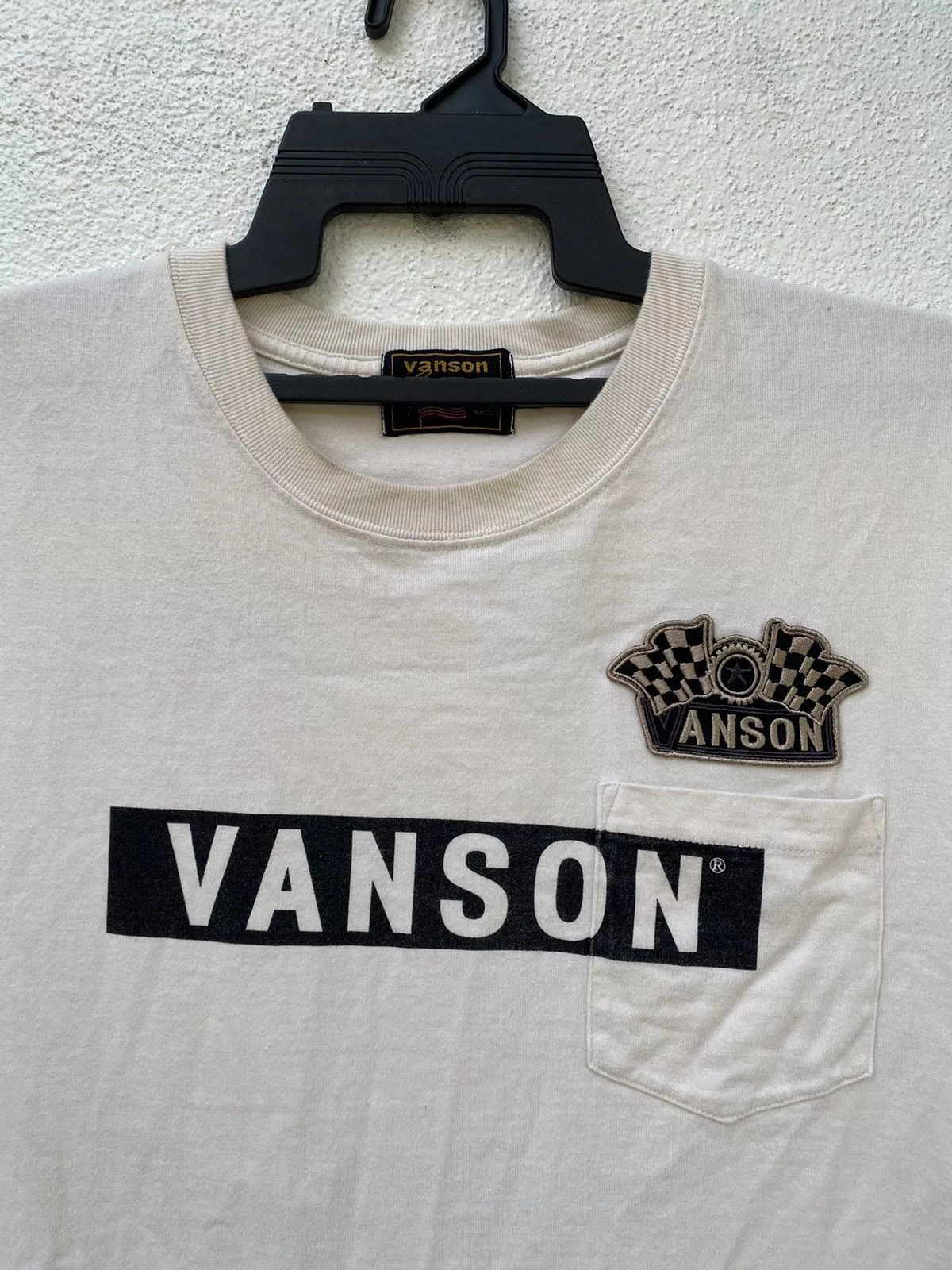 Vanson Leathers Short Sleeve T Shirts Vanson Leathers Vanson Leather Patch & Embroidery Big Logo Very Versatile White Vintage