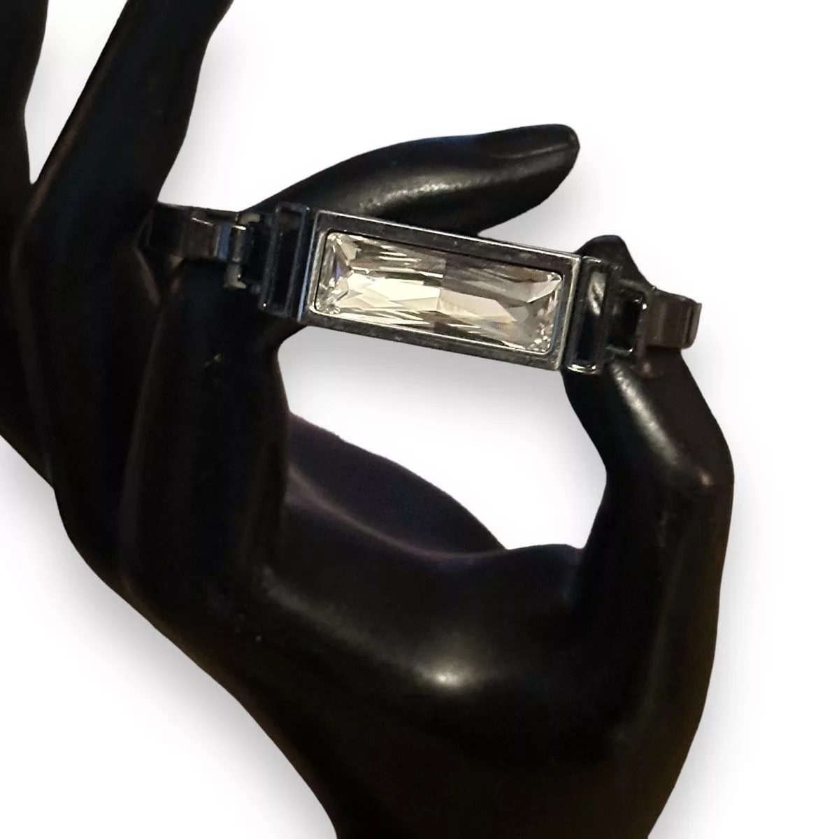 Other Bracelets Other Gunmetal rectangular crystal hinged bangle bracelet Silver