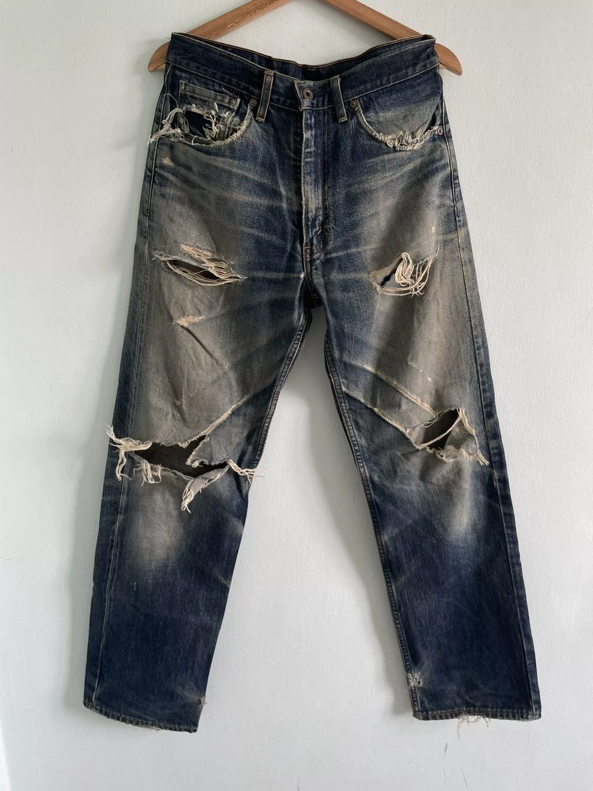 Levi's Denim Levi's × Vintage VINTAGE 90s LEVIS THRASHED & DISTRESSED JEANS Blue Streetwear