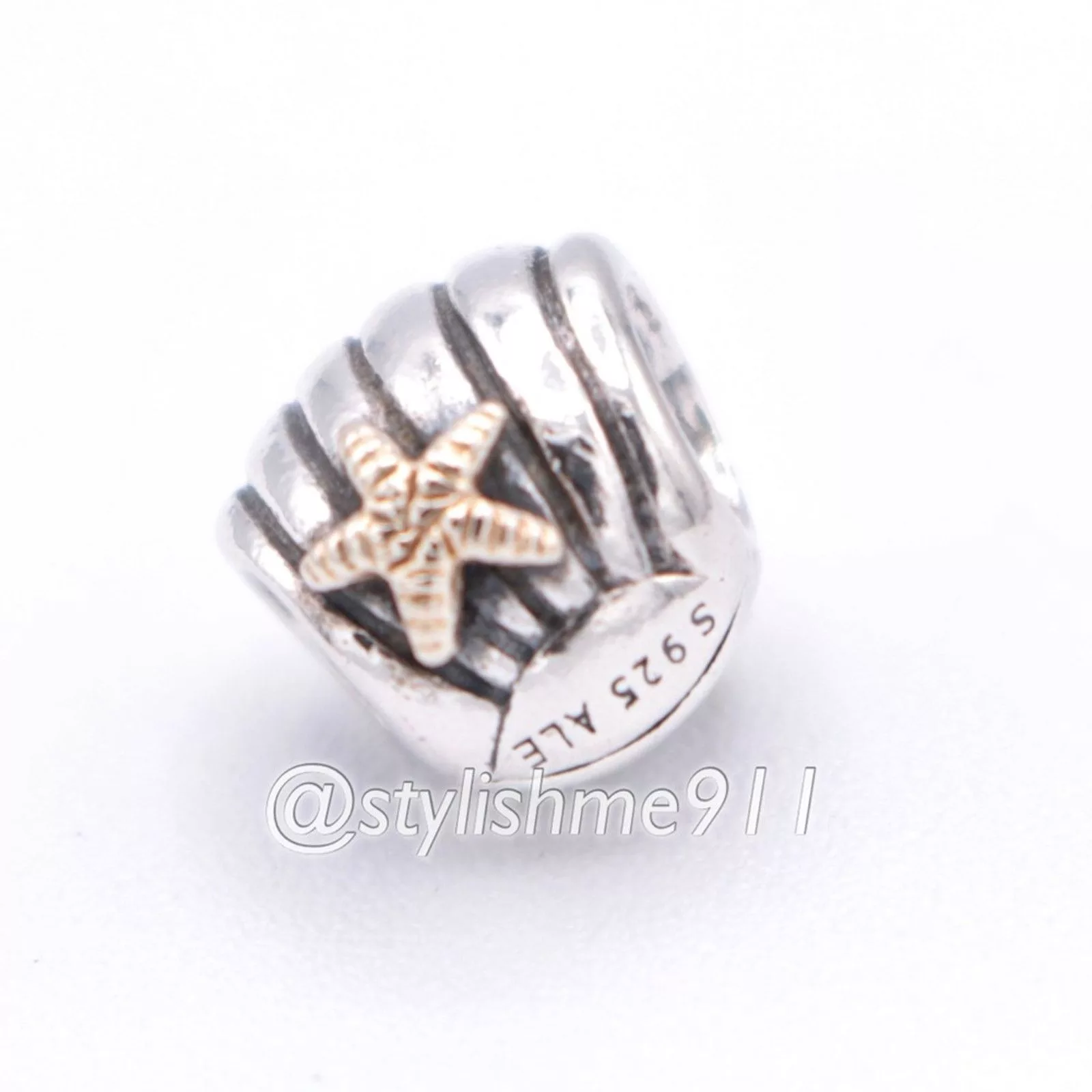 pandora Charms Authentic PANDORA Sea Shell Charm with 14K Gold - 790249