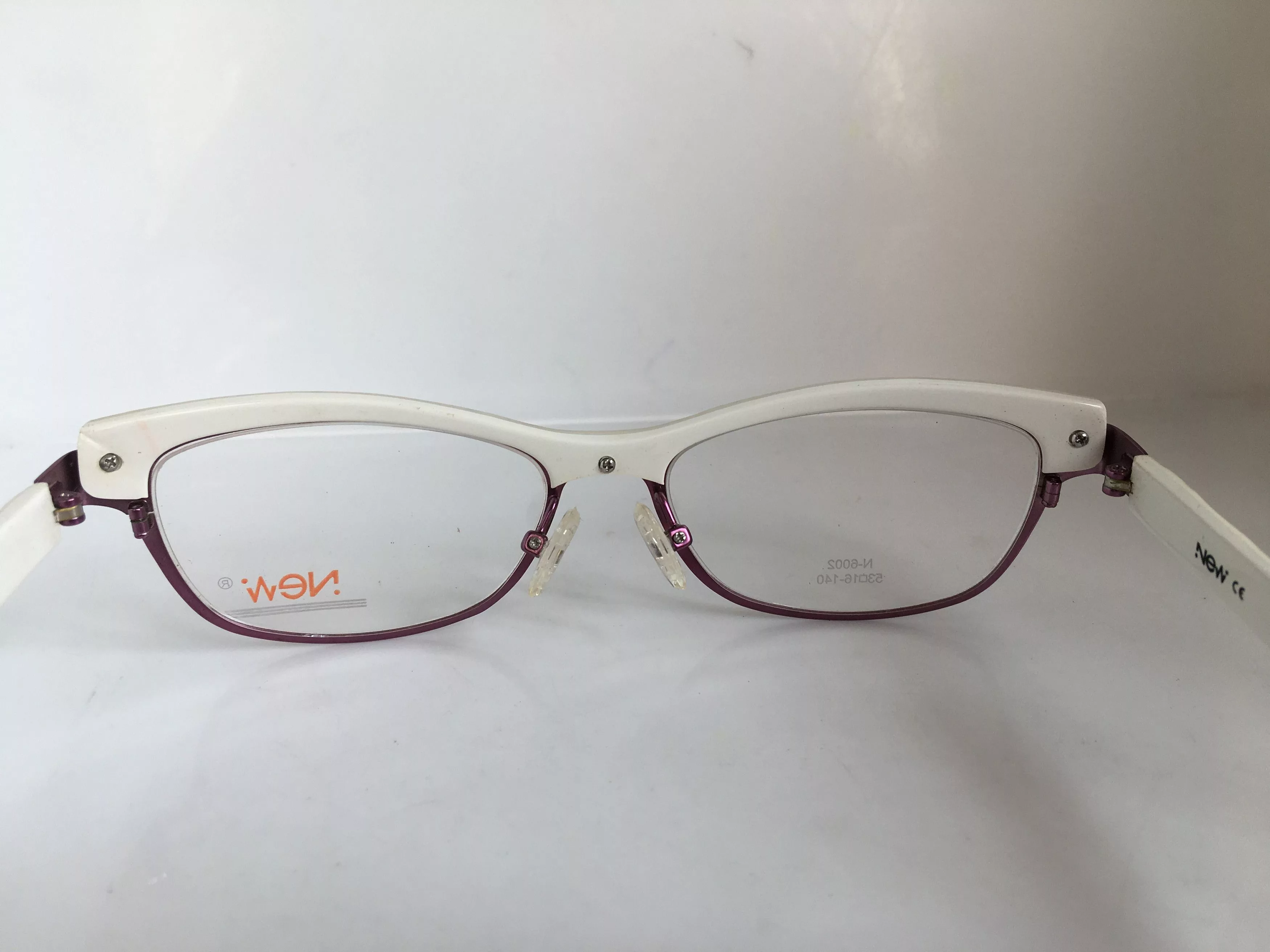 Other Glasses Other New N-6002 Ivory Purple Malcolm Cateye Eyeglasses Frame Multi