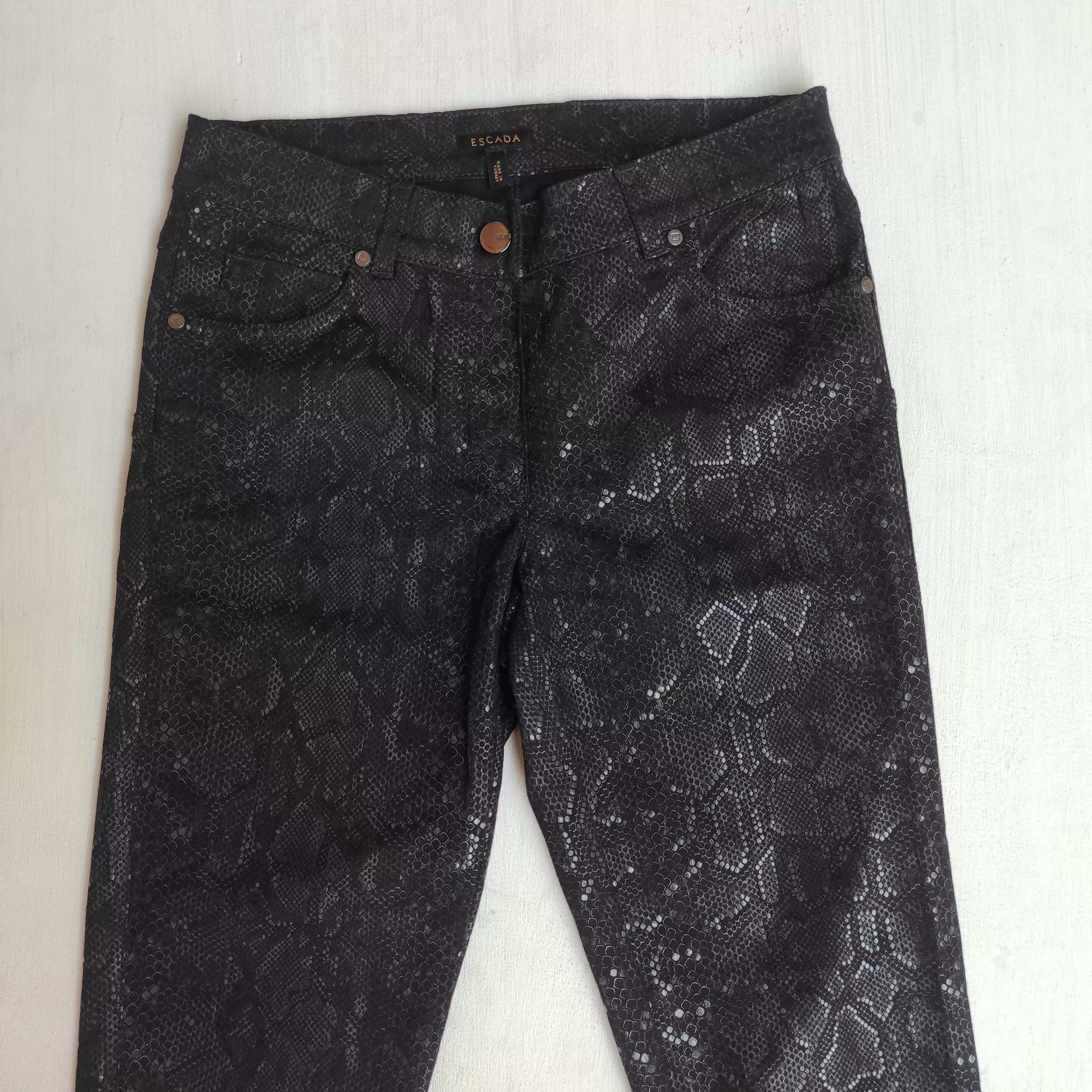 Designer Pants Designer × Escada Escada Python Pants Black Snake Print Sexy Designer
