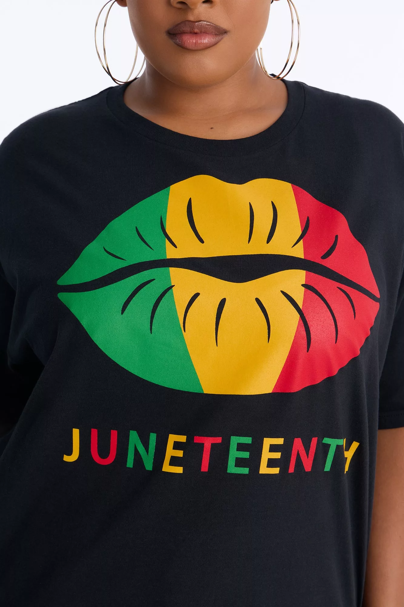 Juneteenth Lips Oversized Tee - Black