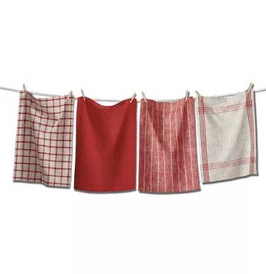 Red Multi Canyon Woven Towel Set/4