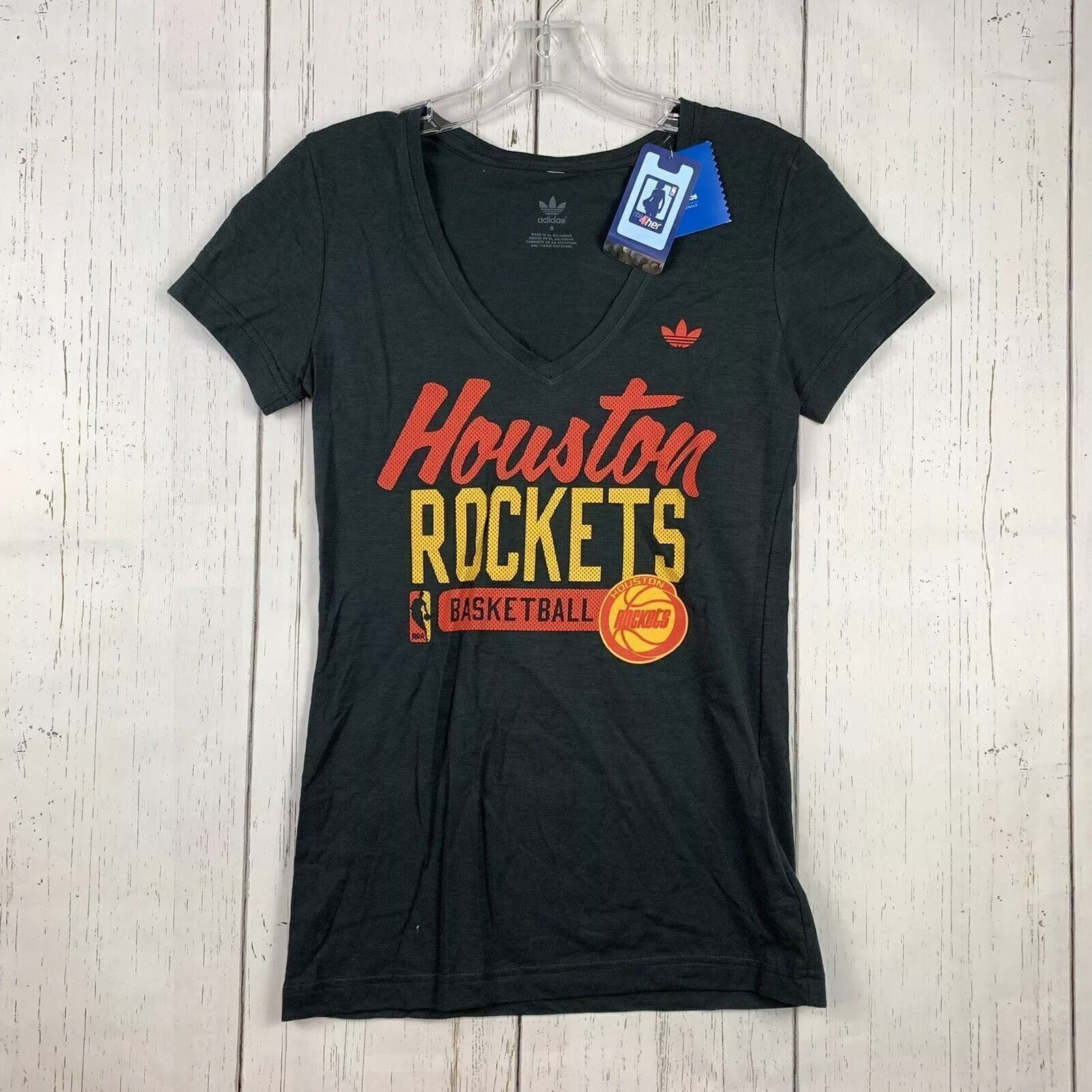 Adidas Short Sleeve T Shirts Houston Rockets NBA Small Adidas Casual T-Shirt New Women Black