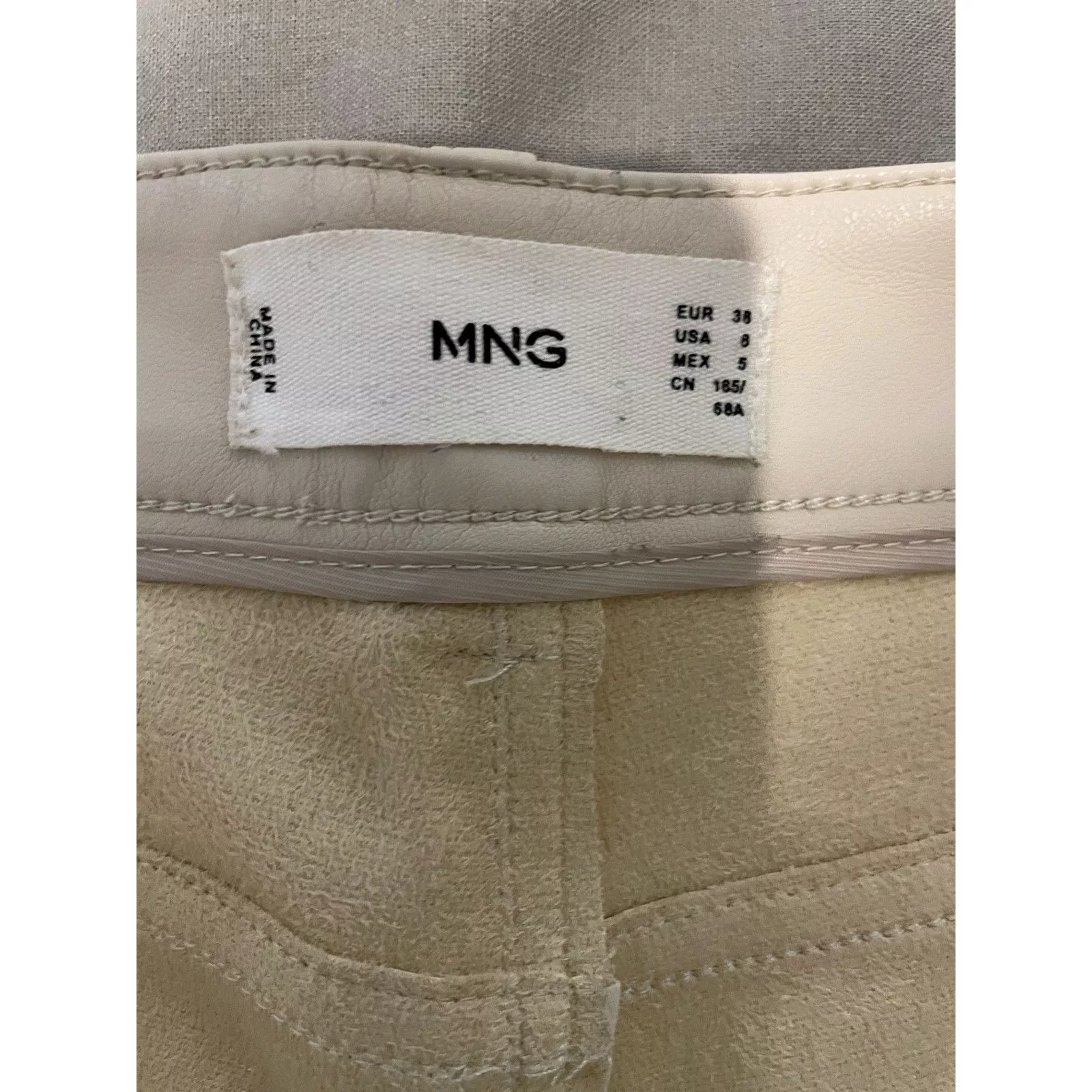 Mango Pants Mango - High Waist Straight Leg Faux Leather / cream / Sz 6 White