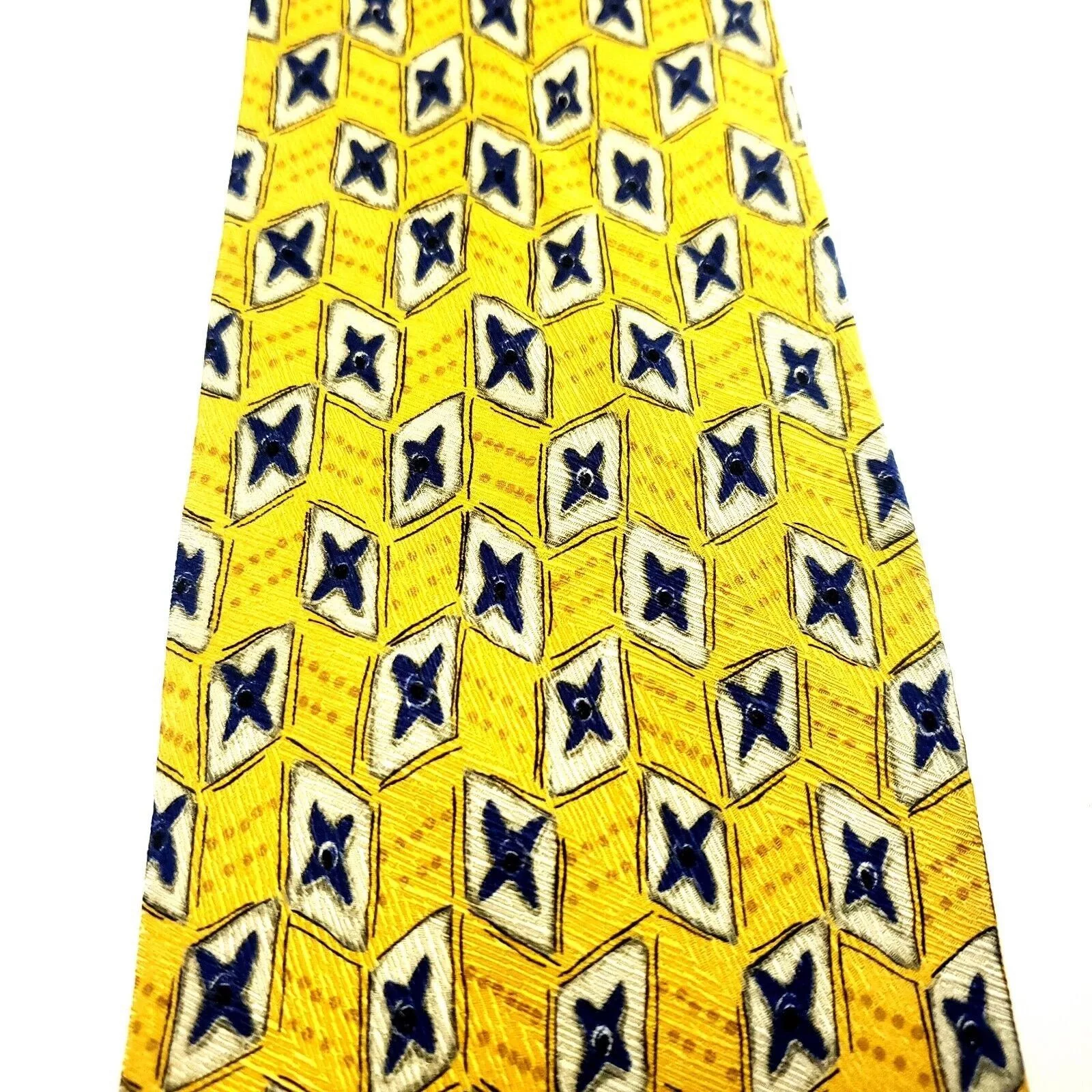 Robert Talbott Ties Pocketsquares Robert Talbott Studio Yellow Silk Tie Woven Wide Geometric