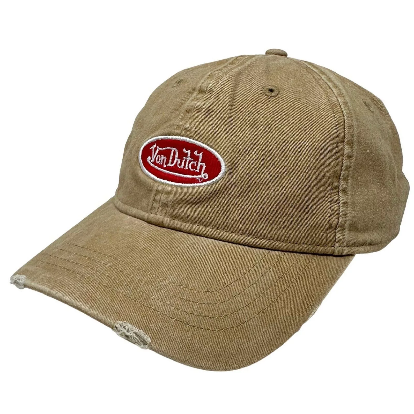 Von Dutch Hats Von Dutch Strapback Hat Tan Distressed Unstructured Dad Cap Brown