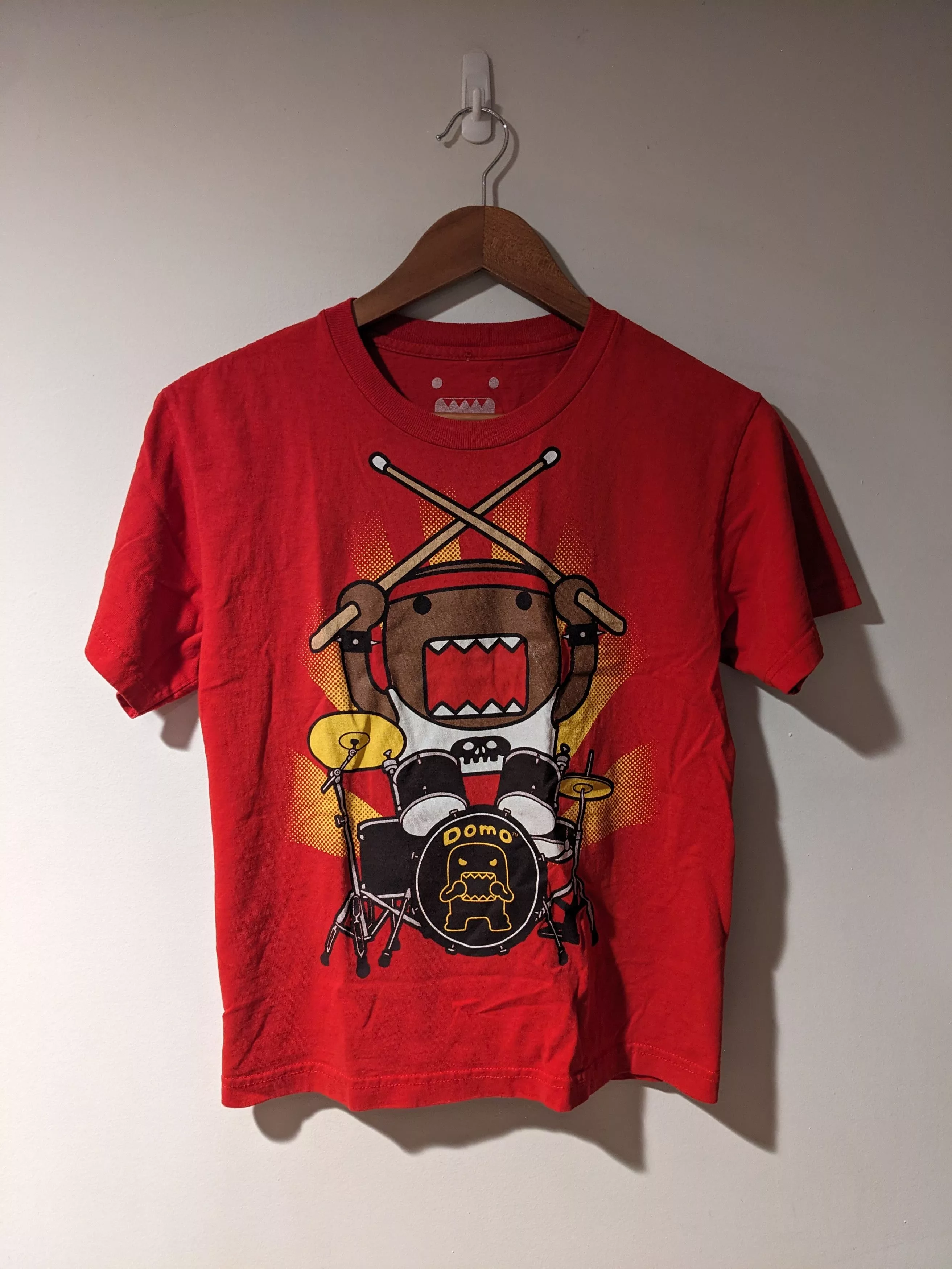 Hot Topic Short Sleeve T Shirts Hot Topic × Vintage Vintage Domo Japanese Drummer Size 10/12 Red Kids T-Shirt Streetwear