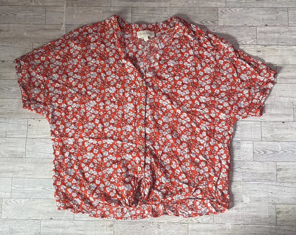 Other Blouses Other Cynthia Rowley, Poppy, Floral, Button Down Blouse Red