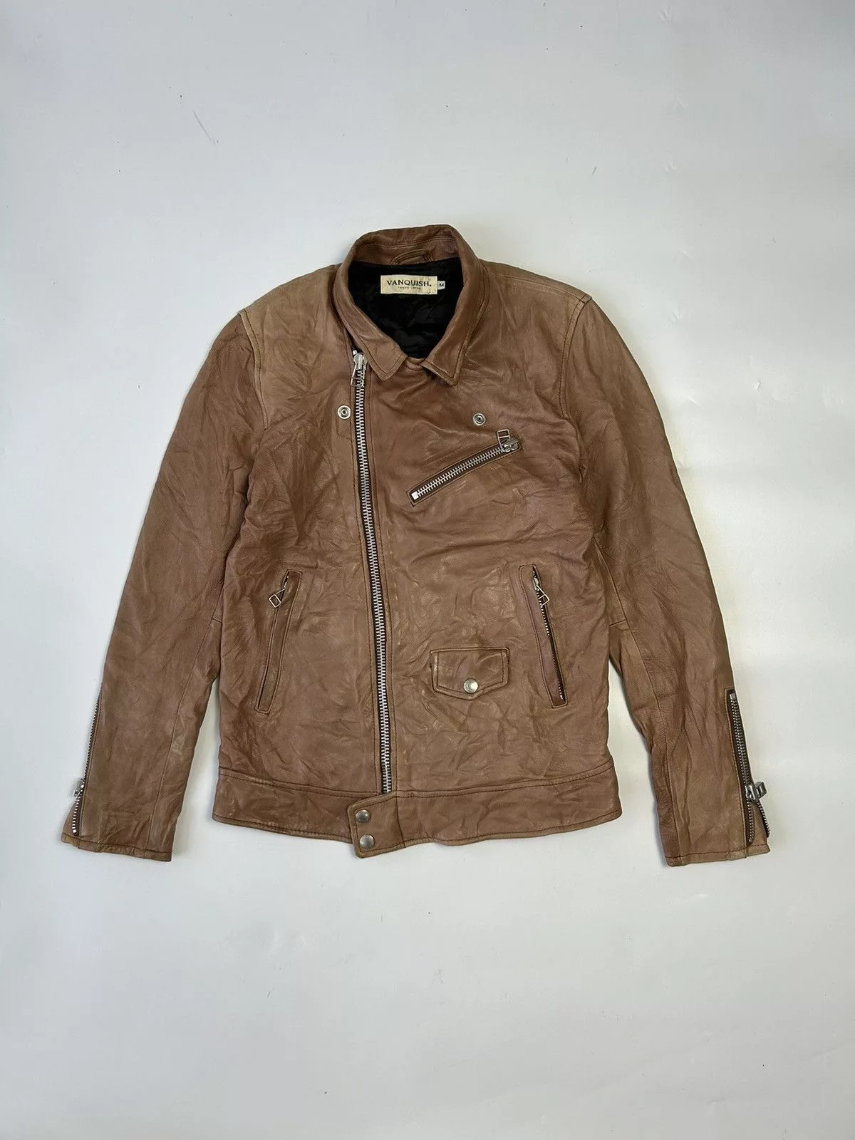 Designer Leather Jackets Designer × Japanese Brand × Vanquish VANQUISH TOKYO LEATHER JACKET Brown
