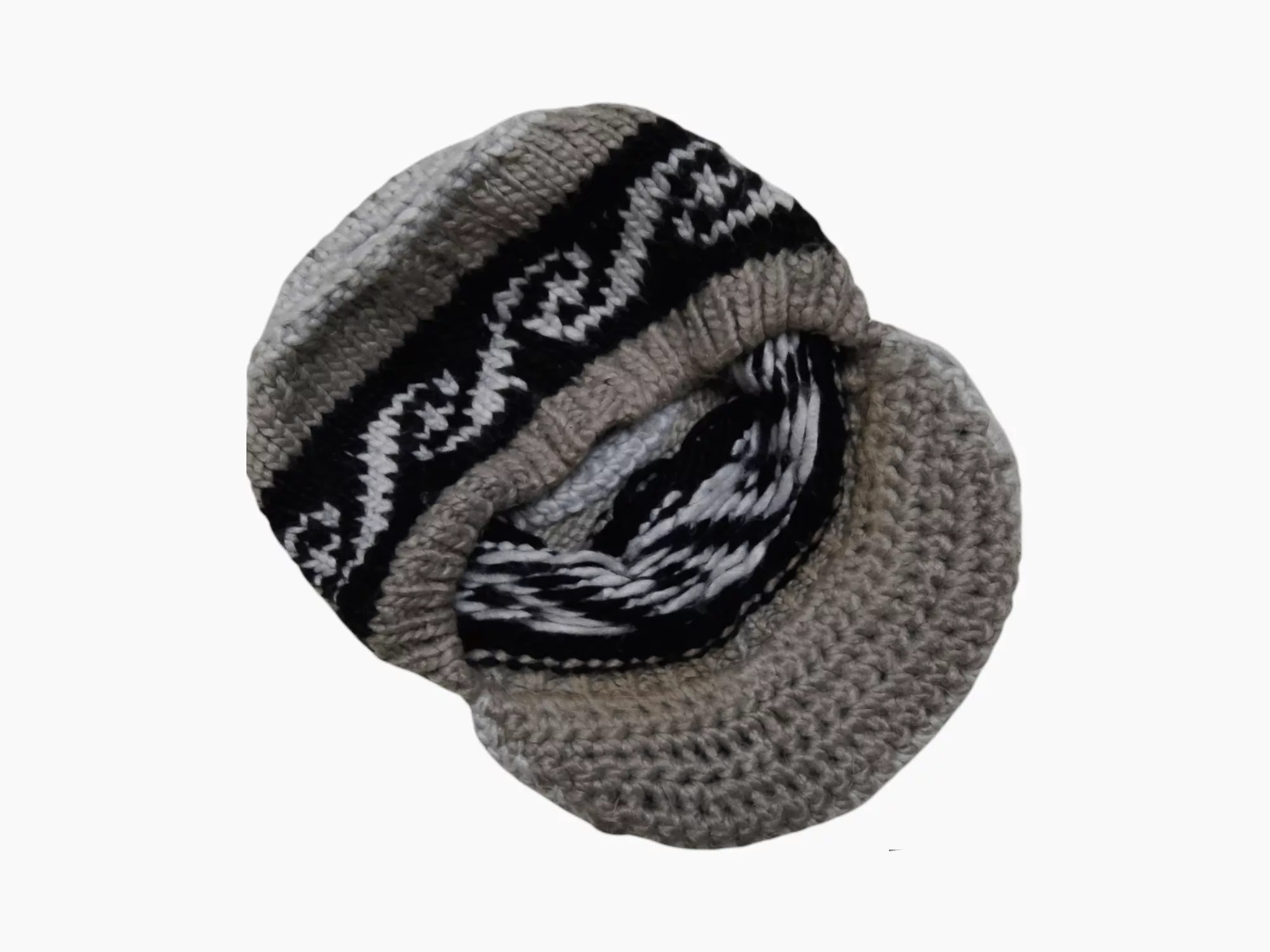 Global Work Hats Global Work × Japanese Brand RARE GLOBAL WORK KNITTED BEANIE HAT Gray Streetwear