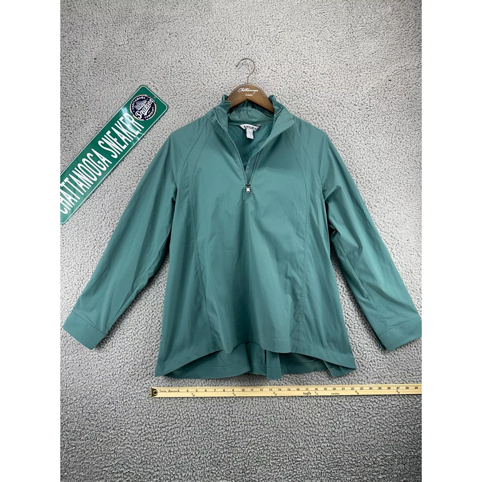 Athleta Jackets Athleta Rain Pullover Jacket Womens S Teal Poplin Top Small Green