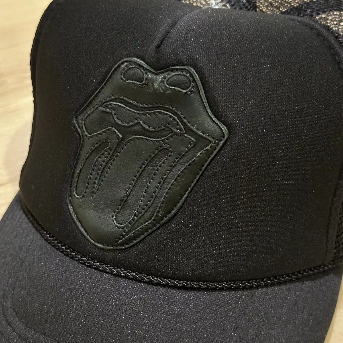Chrome Hearts Hats Chrome hearts rolling stone trucker cap Black