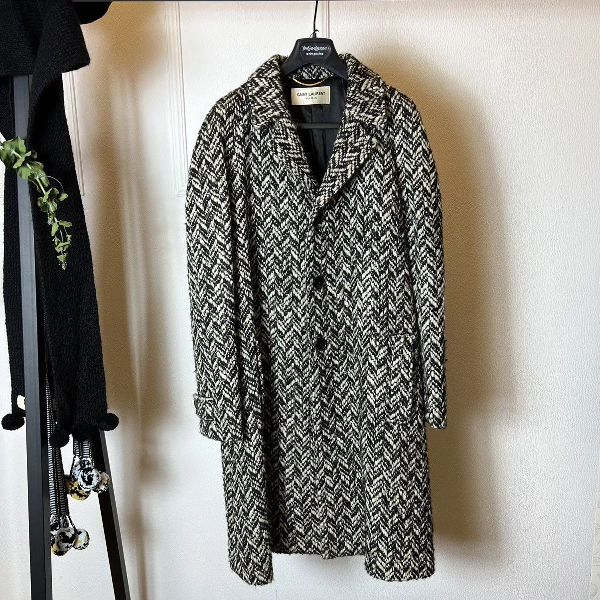 Saint Laurent Paris Coats Saint Laurent Paris Saint Laurent Black White Coat