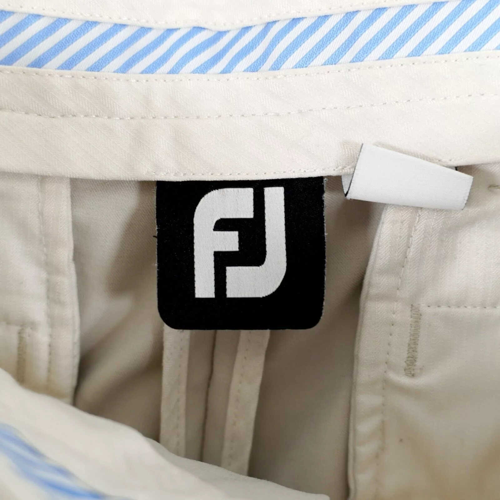 Footjoy Casual Pants Footjoy Gray Cream GOlf Mid Rise Flat Front Polyester Spande