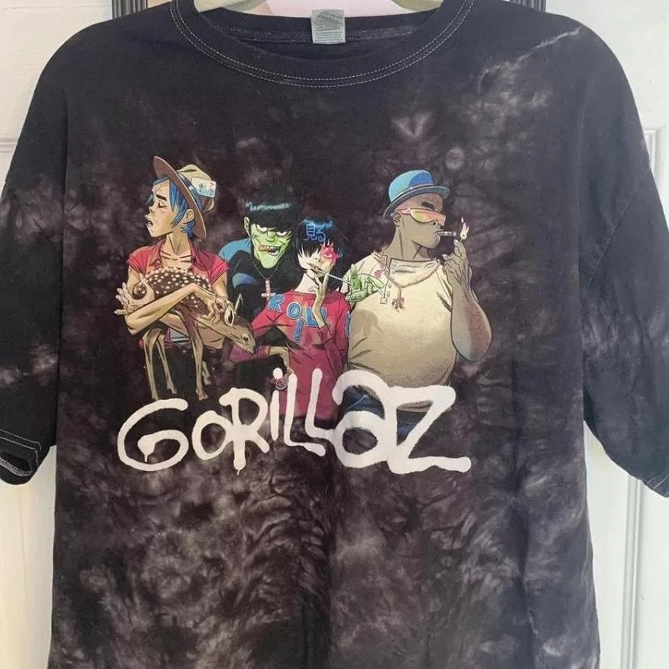 Band Tees Short Sleeve T Shirts Band Tees Gorillaz band tshirt Black