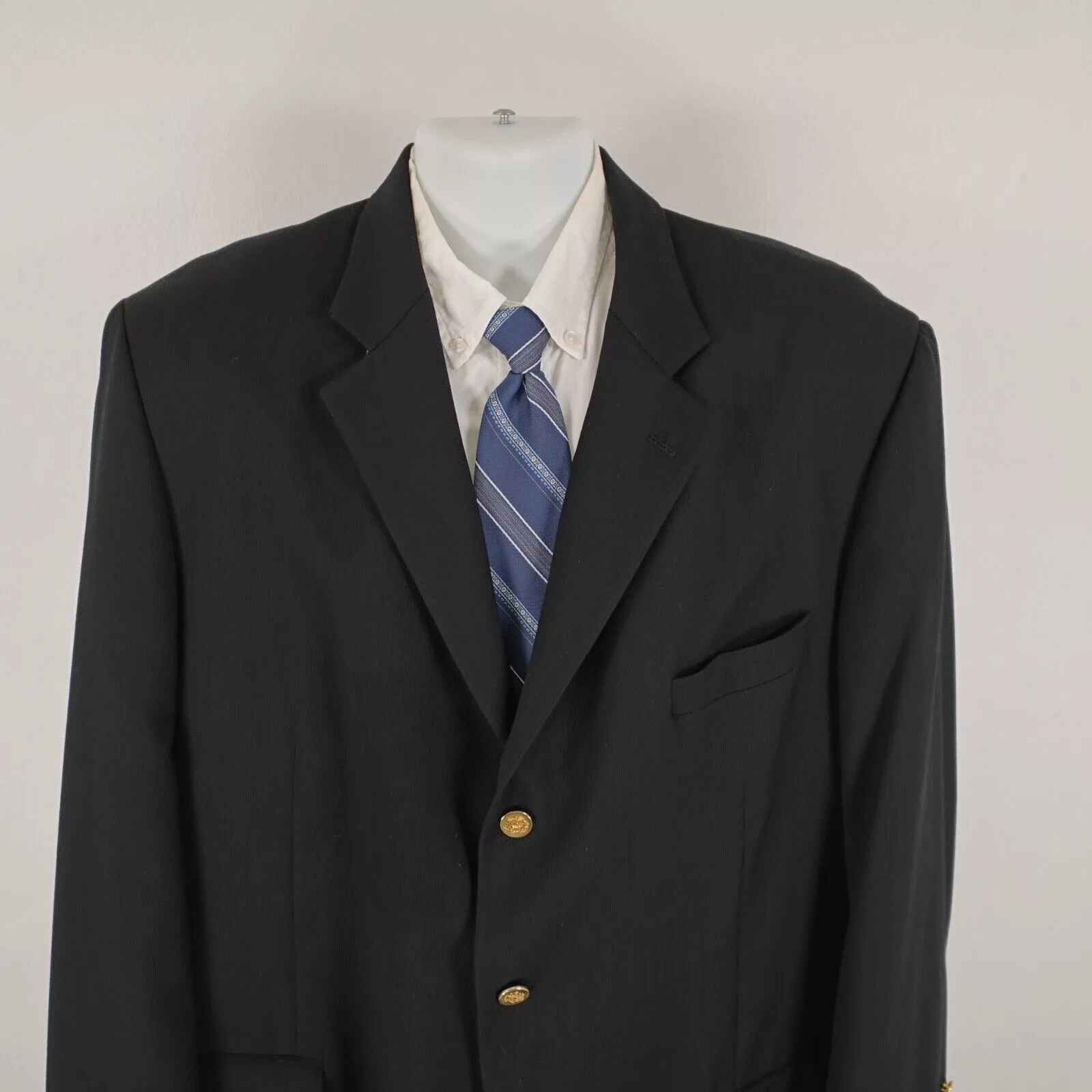 Pronto Uomo Blazers Pronto Uomo Thick Textured Worsted Wool Black 3 Gold Button