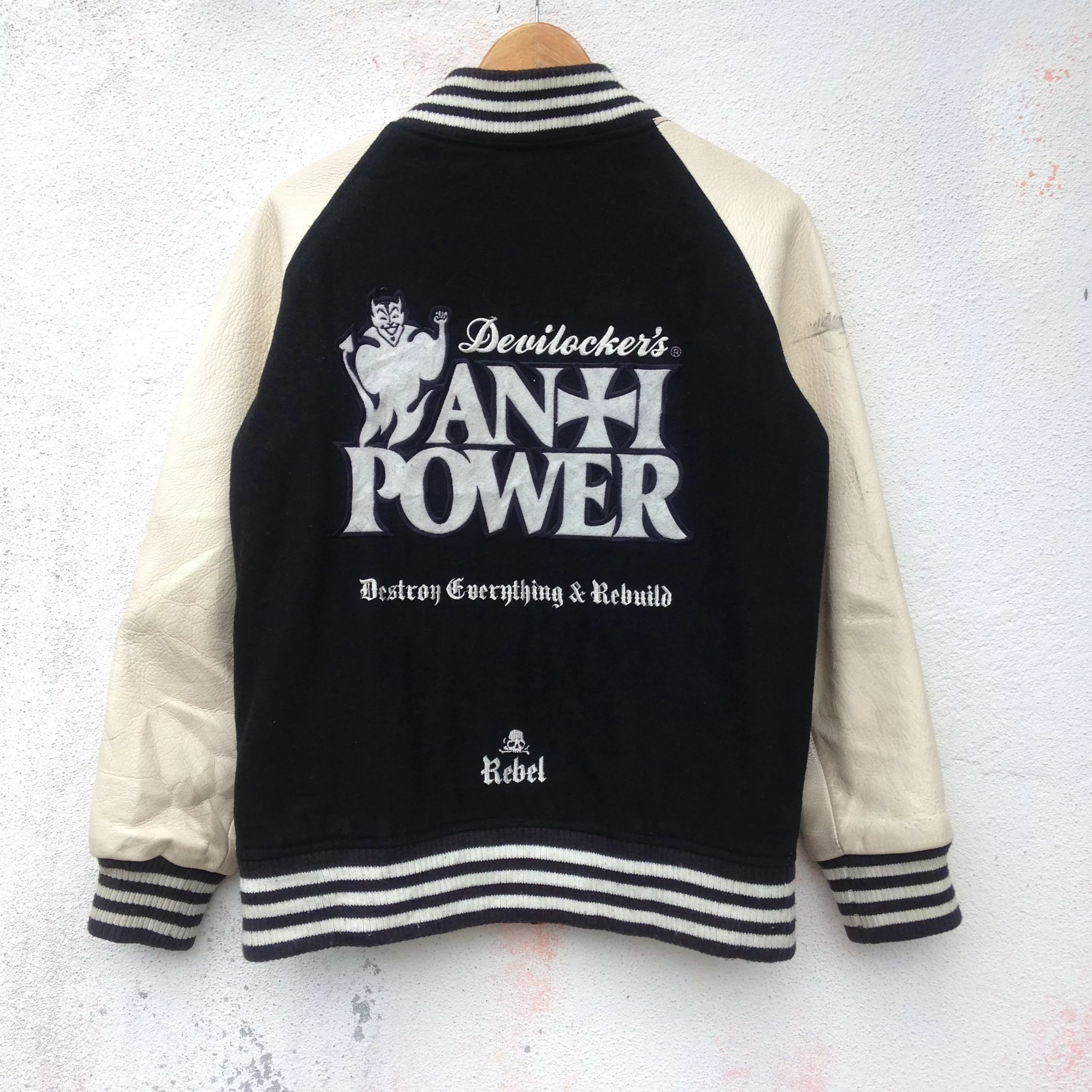 Devilock Light Jackets Devilock × Vintage Devilock Anti Power Rebel Leather Sleeve Black