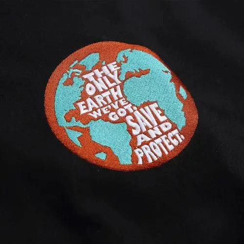 Other Light Jackets Other There's No Planet B Graphic Patchwork Varsity Jacket Black Avant-Garde