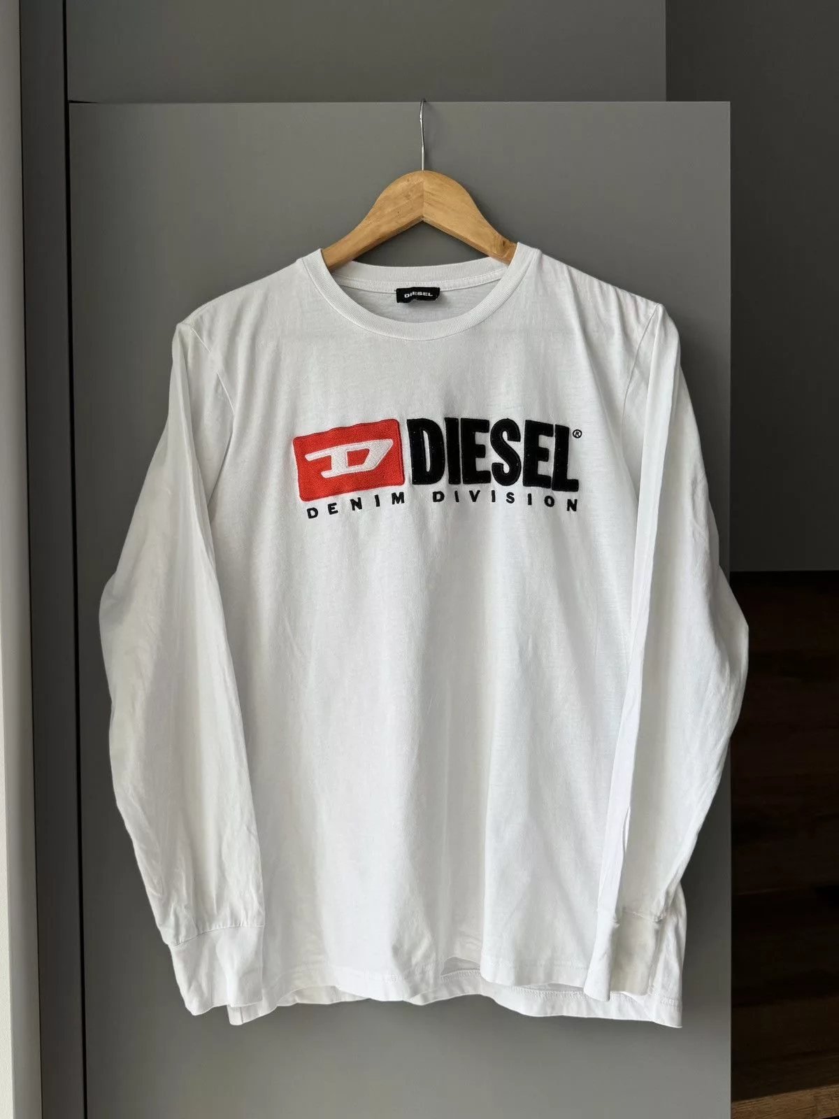 Diesel Long Sleeve T Shirts Diesel Big Logo Long Sleeve Streetwear Vintage SK8 Y2K White