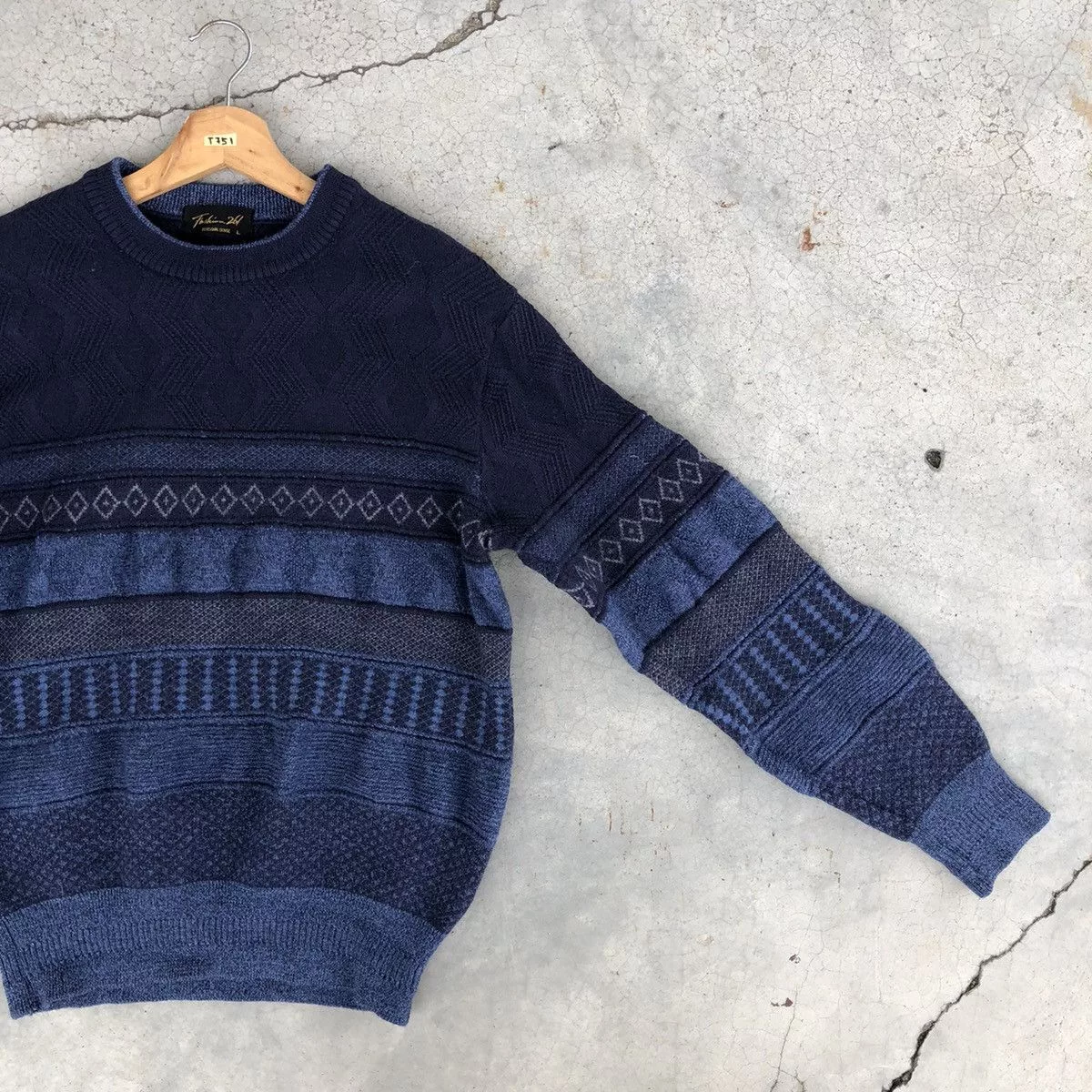 Japanese Brand Sweaters Knitwear Japanese Brand 🔴Vintage Knitsweater Strecth/Memeri Like Coogi Pattern Multi Avant-Garde