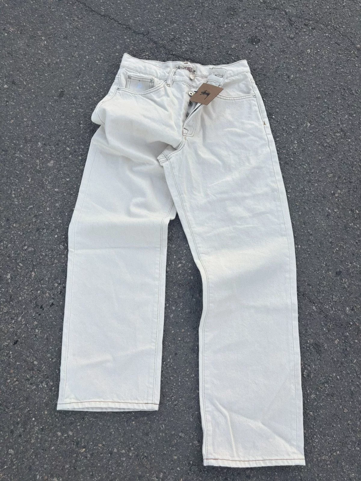 Japanese Brand Jeans Japanese Brand × Stussy Stussy Classic Jeans Model Track Pants Beige Streetwear