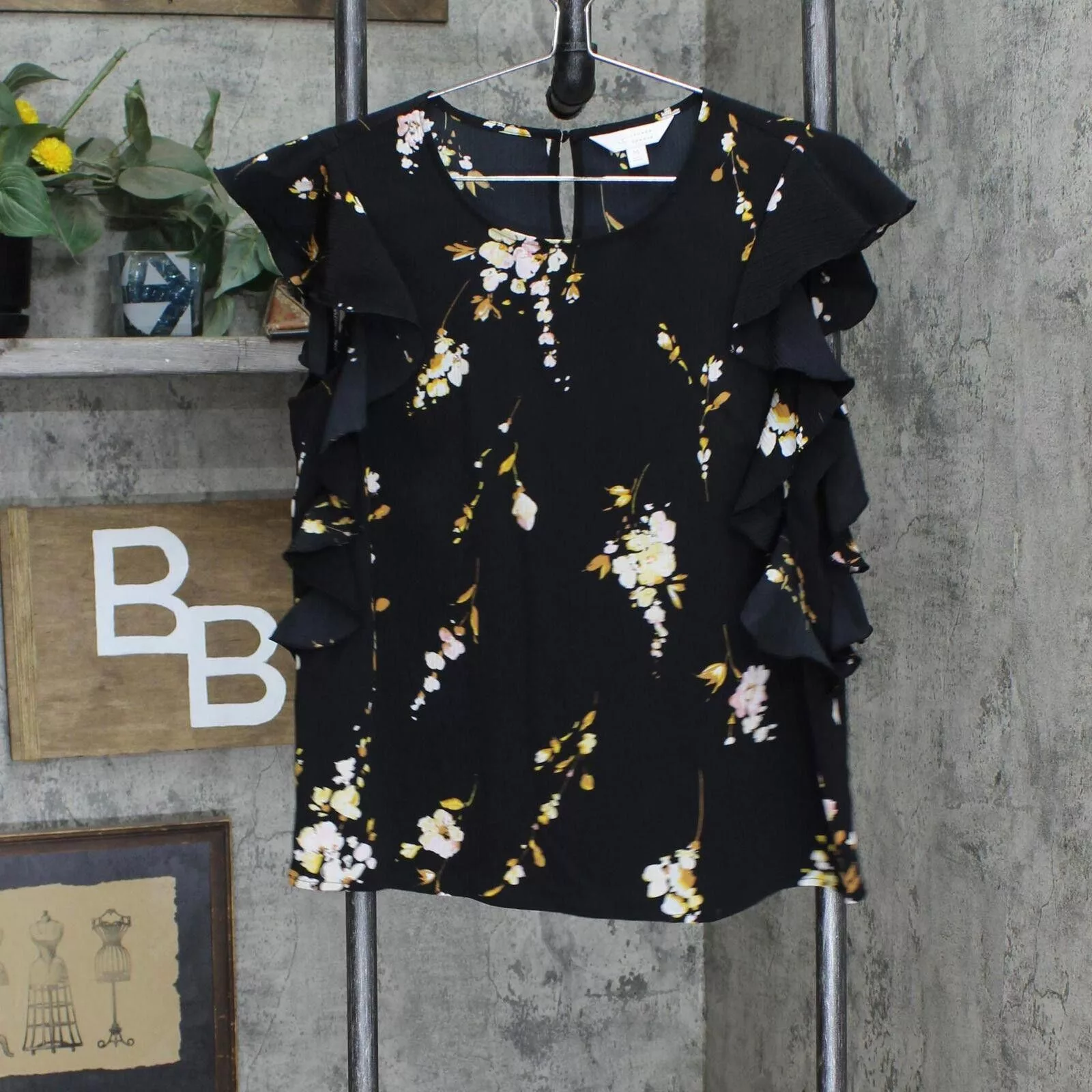 Designer Blouses Designer NEW LC Lauren Conrad Sleeve Sleeve Blouse Shirt Top Black M