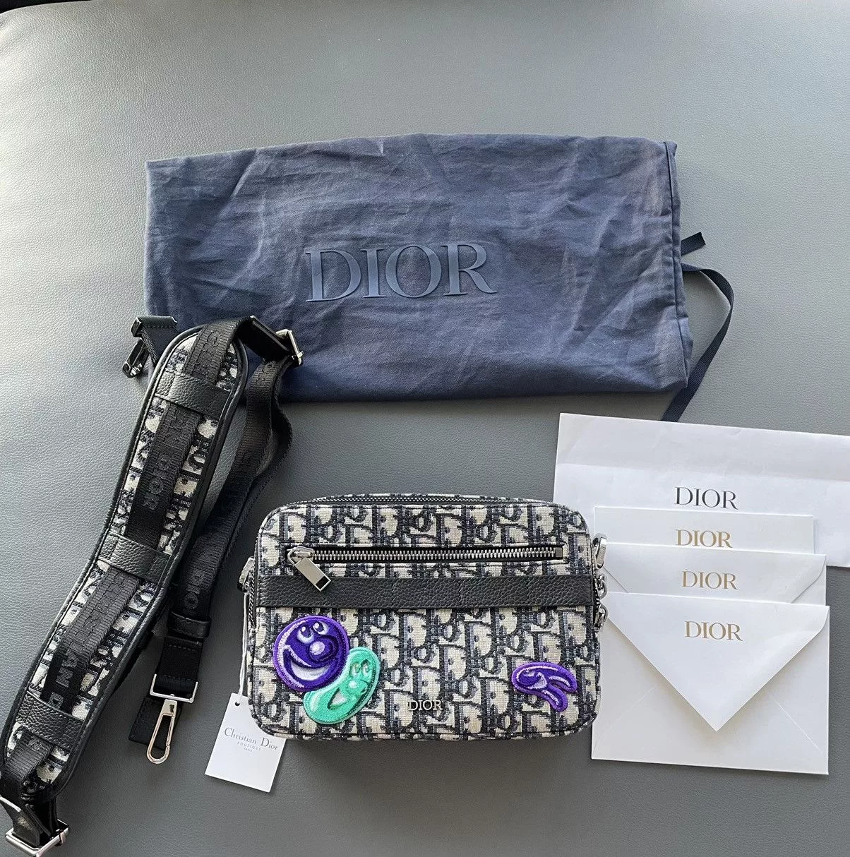 Dior Bags Luggage Dior Limited Edition Runway NEW Oblique Logo Crossbody Saddle Bag Multi