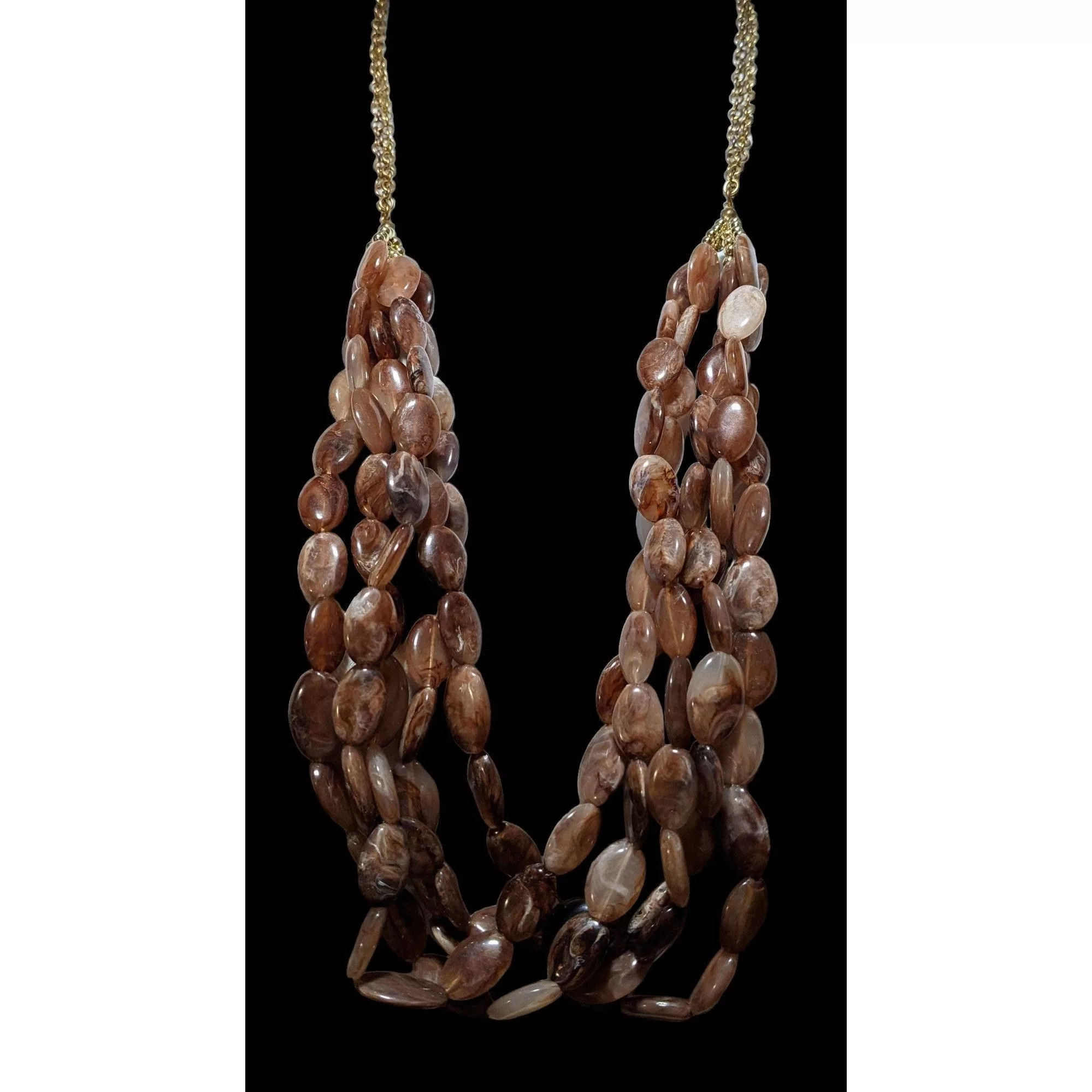 Other Necklaces Other Earthy Multilayer Marbled Beaded Necklace Brown