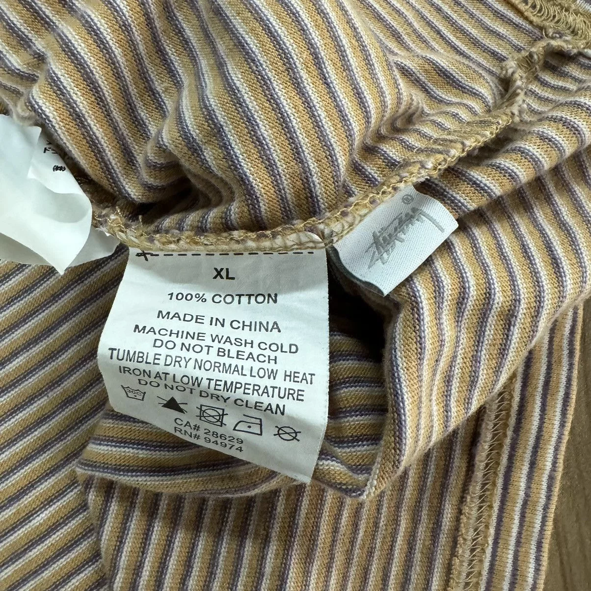 Stussy Short Sleeve T Shirts Stussy Stripes Tee Brown