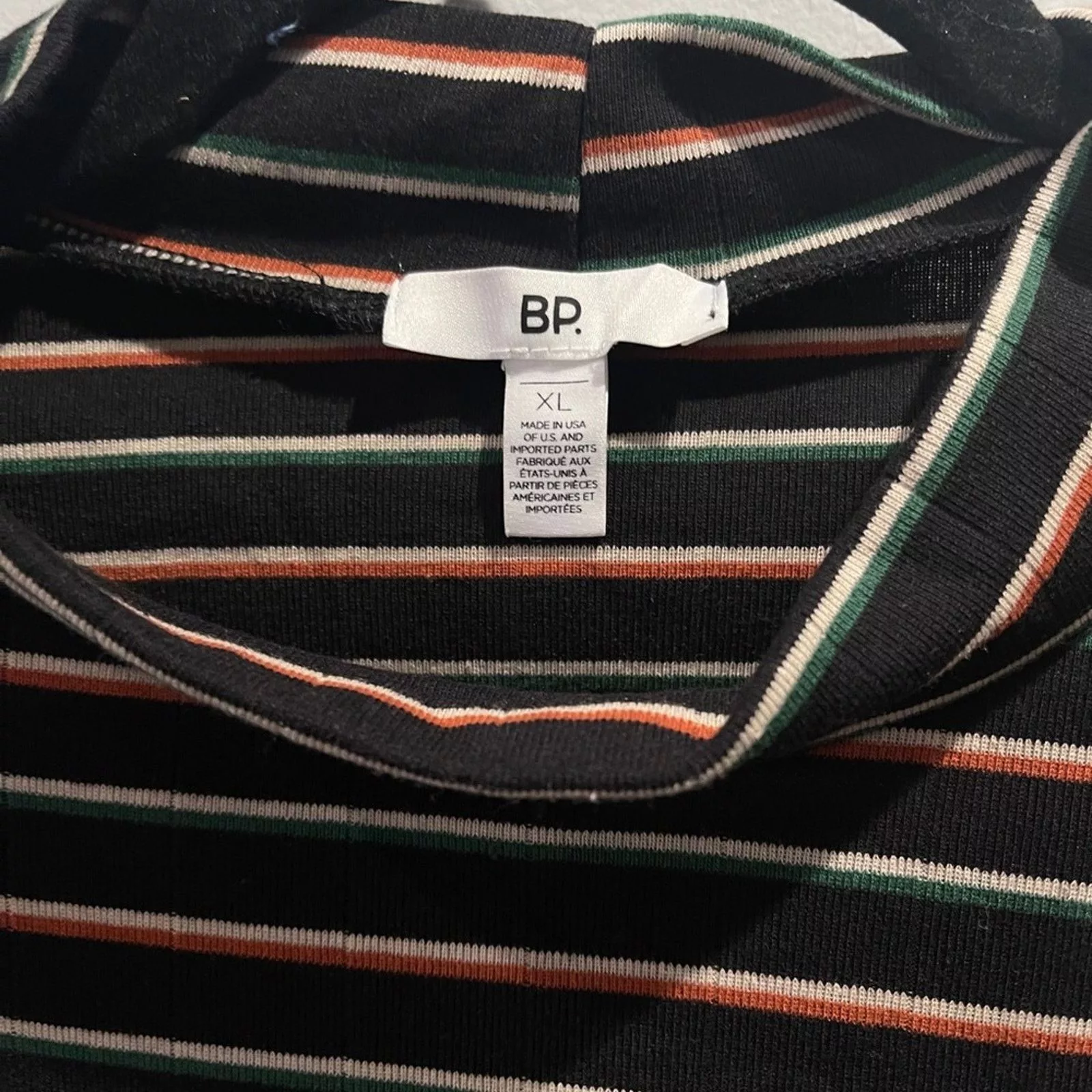 BP. Bodysuits BP. BP Nordstrom Dani Black Multi Stripe Mock Neck Knit Bodysuit