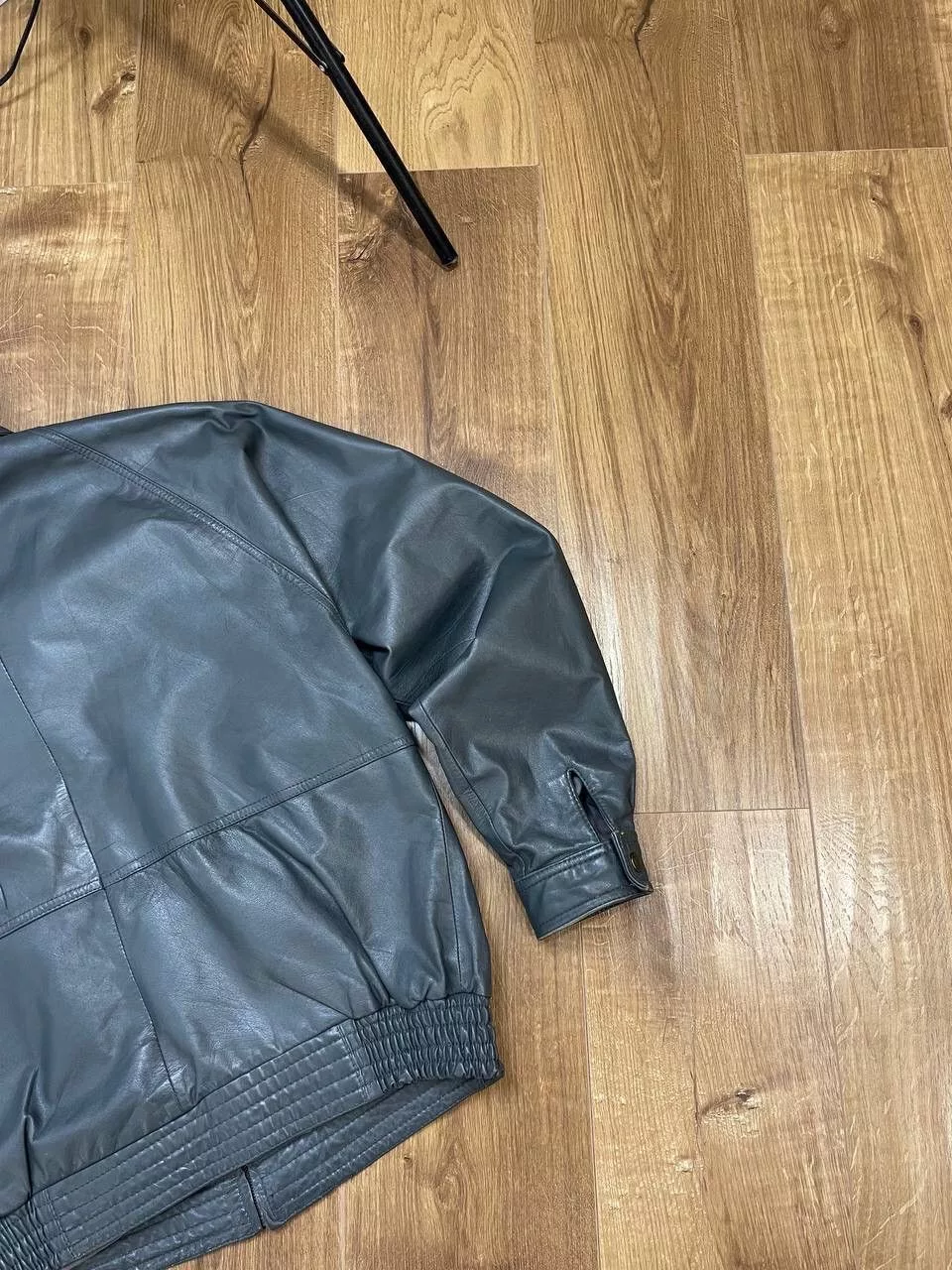 Genuine Leather Leather Jackets Genuine Leather × Vintage Vintage Y2K Aviator Top Gun Genuine Leather Jacket Bomber Gray