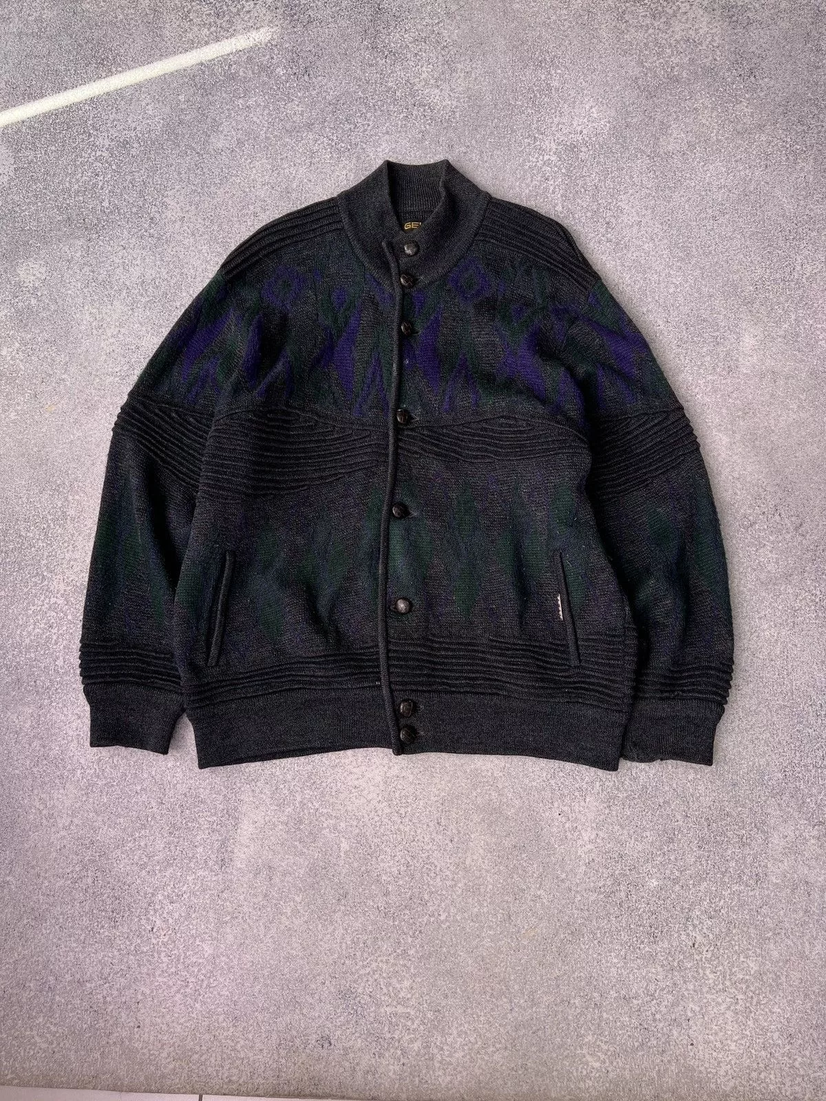Designer Denim Jackets Designer × Vintage Vintage Geiger Austrian 100% Boiled Wool Cardigan Jacket Multi
