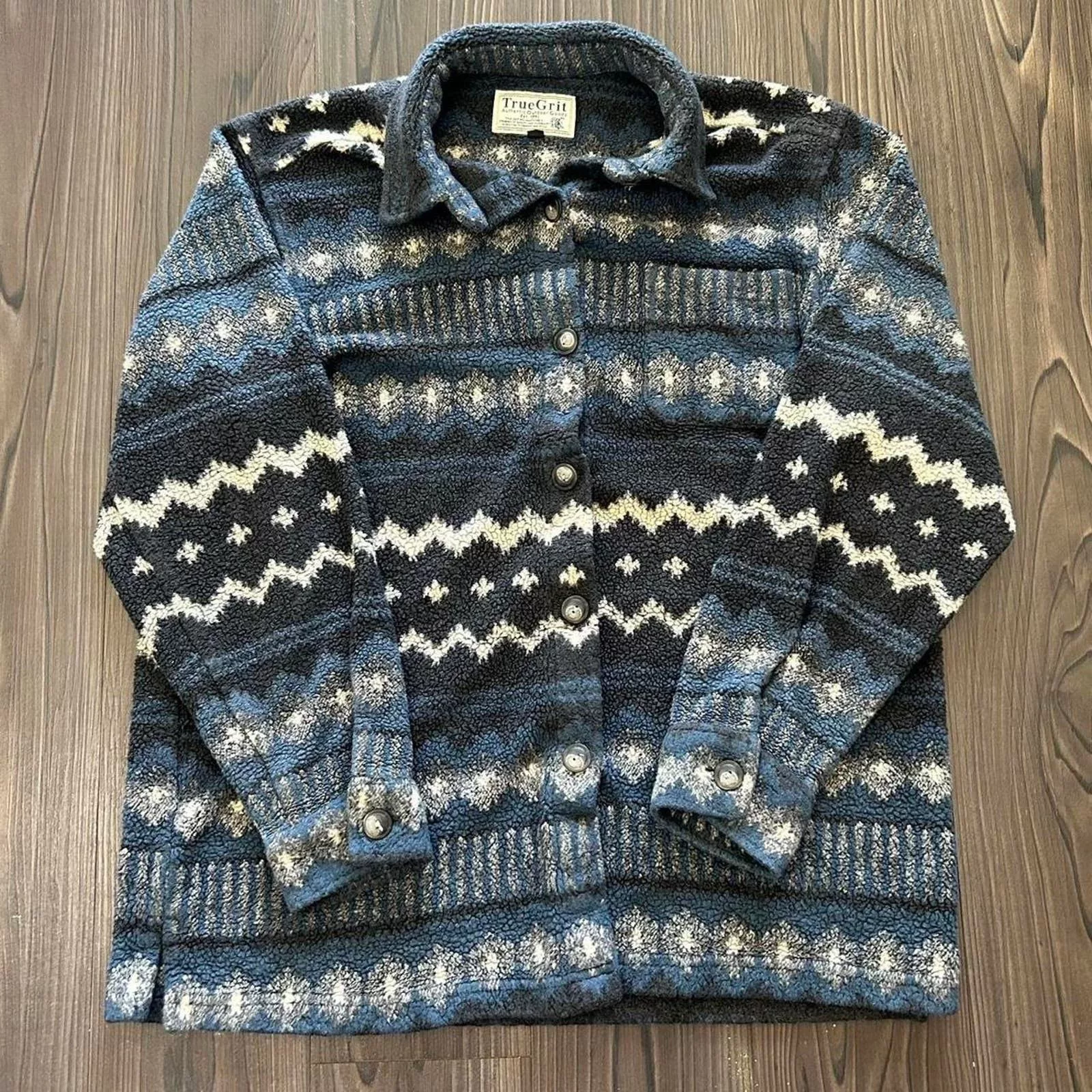 Vintage Heavy Coats Vintage True Grit Pattern Flannel Coat Blue